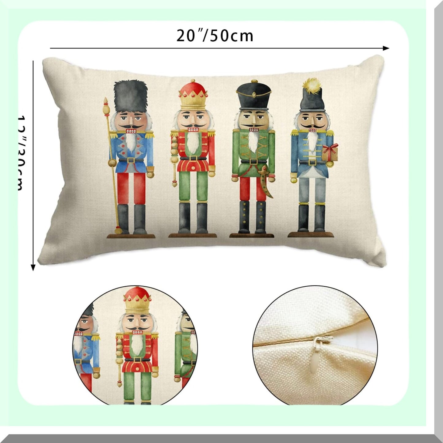 Winter Wonderland Festive Pillow Covers - Set of 2 Nutcracker Merry Party Throw Pillow Covers 12x20 for Holiday Decorations & Sofa Accent.