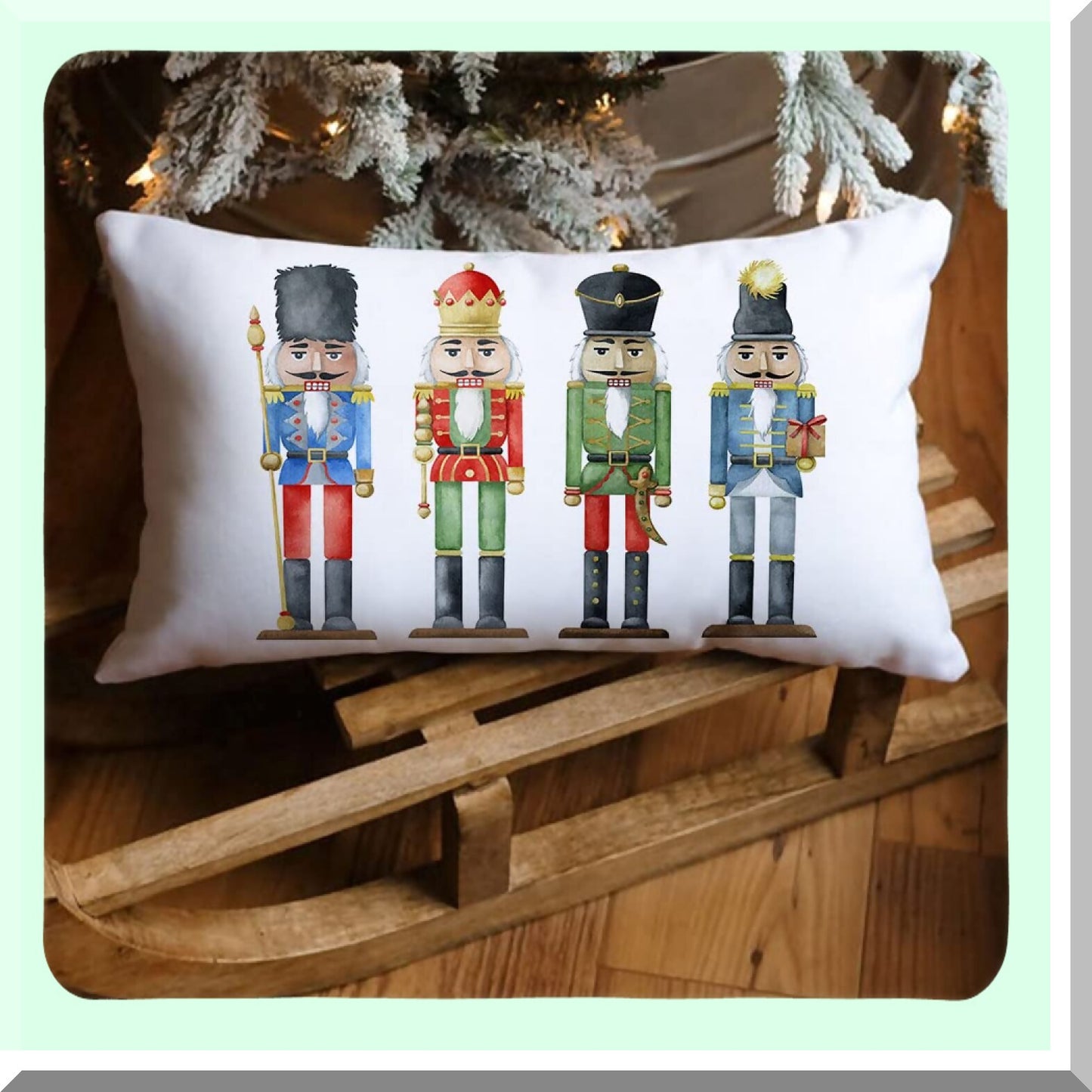 Winter Wonderland Festive Pillow Covers - Set of 2 Nutcracker Merry Party Throw Pillow Covers 12x20 for Holiday Decorations & Sofa Accent.