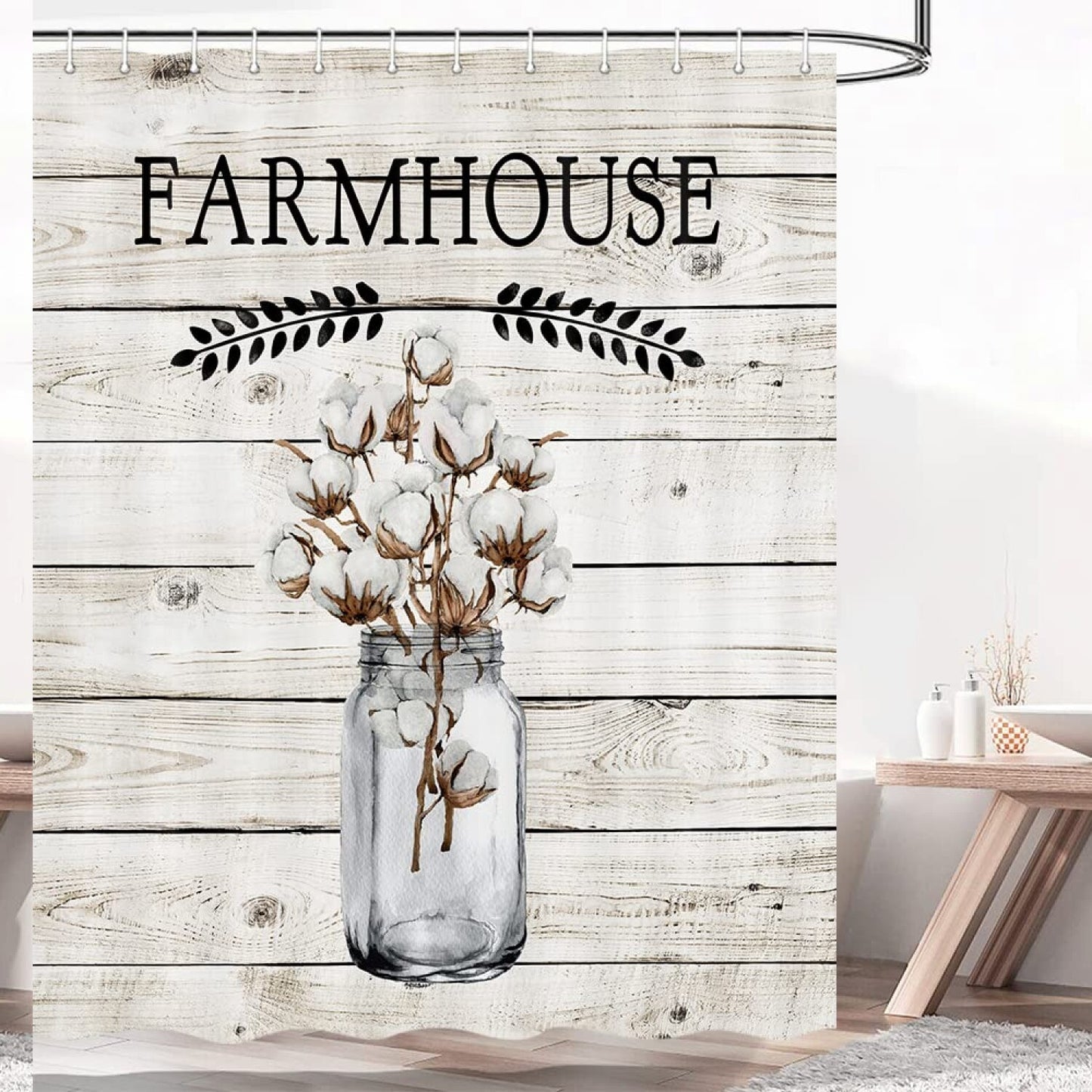 Farmhouse Cotton Flower Shower Curtain 69x70in