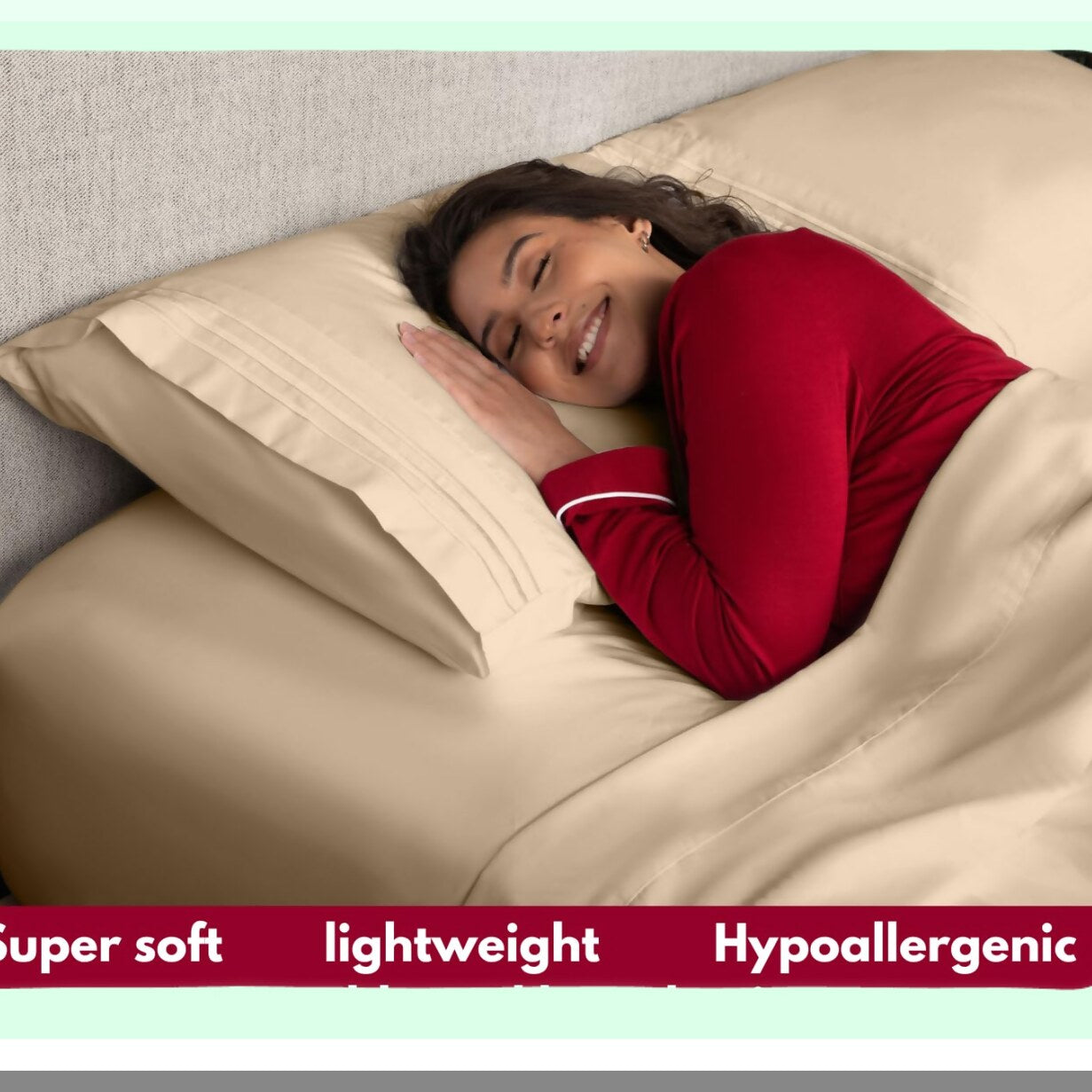 CoolComfort Twin Sheet Set - Hotel Quality Extra Soft Bedding with Wrinkle, Fade, and Stain Resistant Technology. Includes 3 Piece Sheets, Pillowcases, and Deep Pocket up to 16". Color: Beige.