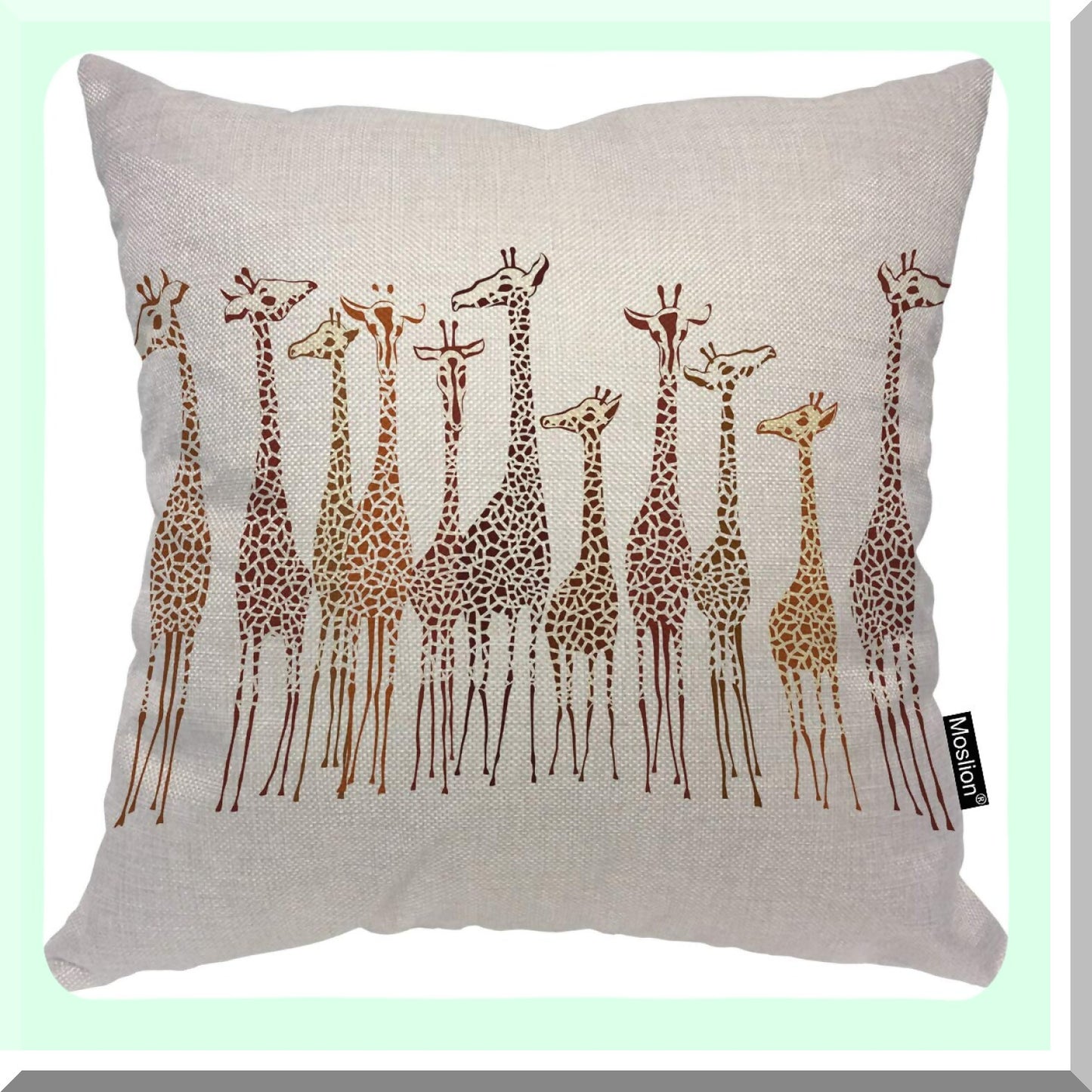 Giraffe Spot Safari Pillow Cover - 18x18 Inch Cartoon Animal Cushion Case for Home & Car Decor - Cute Wild Africa Zoo Theme - Cotton Linen Square