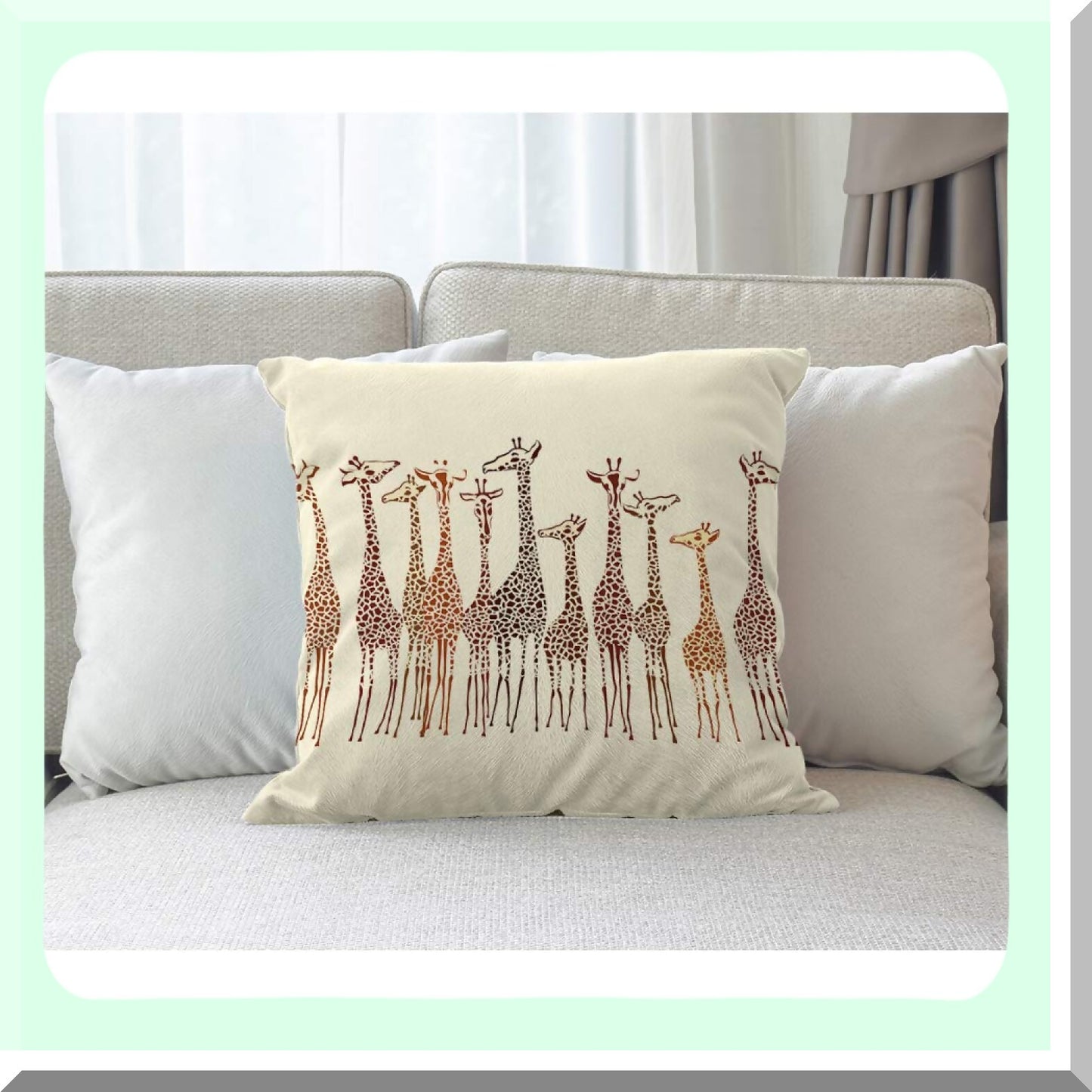 Giraffe Spot Safari Pillow Cover - 18x18 Inch Cartoon Animal Cushion Case for Home & Car Decor - Cute Wild Africa Zoo Theme - Cotton Linen Square