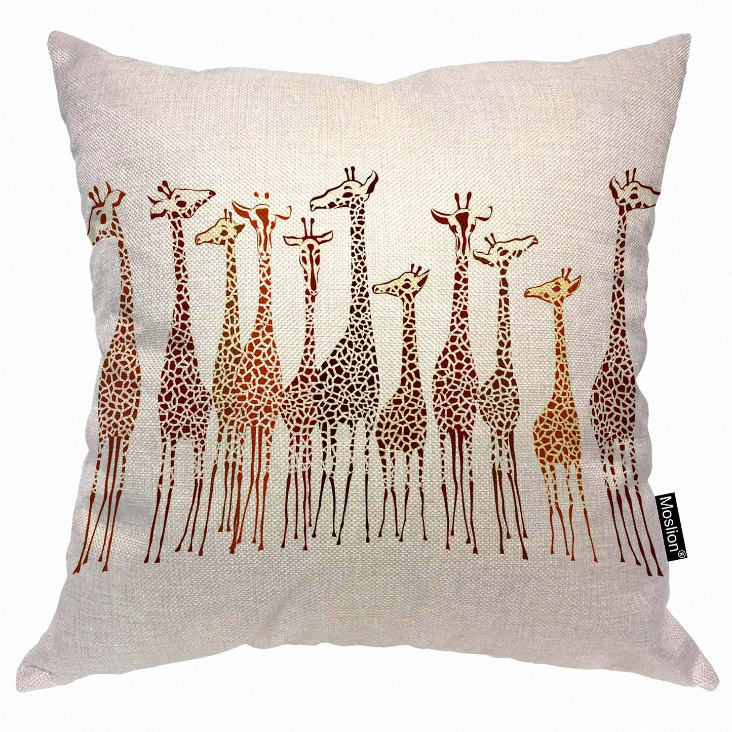 Giraffe Spot Safari Pillow Cover - 18x18 Inch Cartoon Animal Cushion Case for Home & Car Decor - Cute Wild Africa Zoo Theme - Cotton Linen Square
