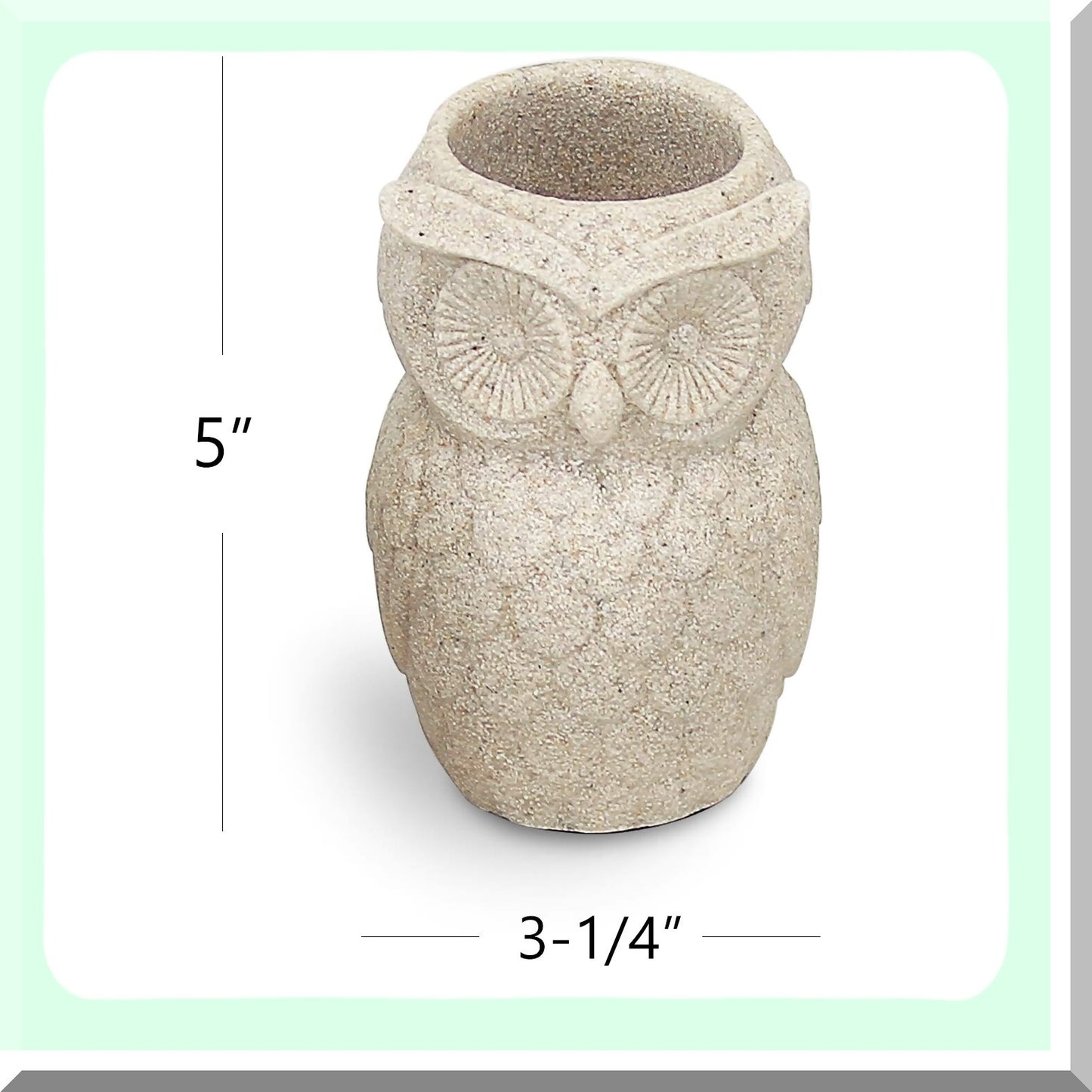 Owl Resin Sandstone Bathroom Accessory Set Beige