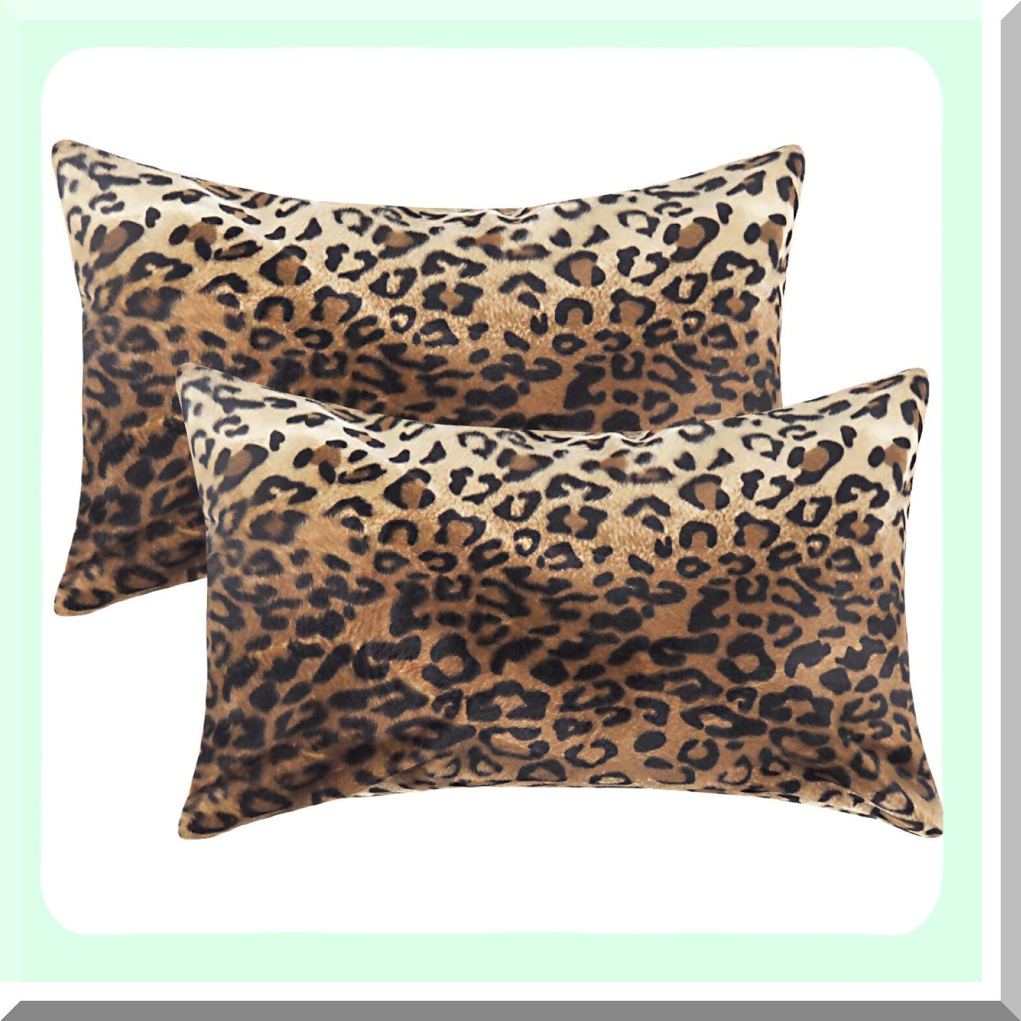 Luxury Leopard Print Plush Lumbar Pillow Covers - Set of 2, 12x20 inch - Soft Sofa Couch Decor - Animal Print Accent Cushion Cases - Cozy Home Décor