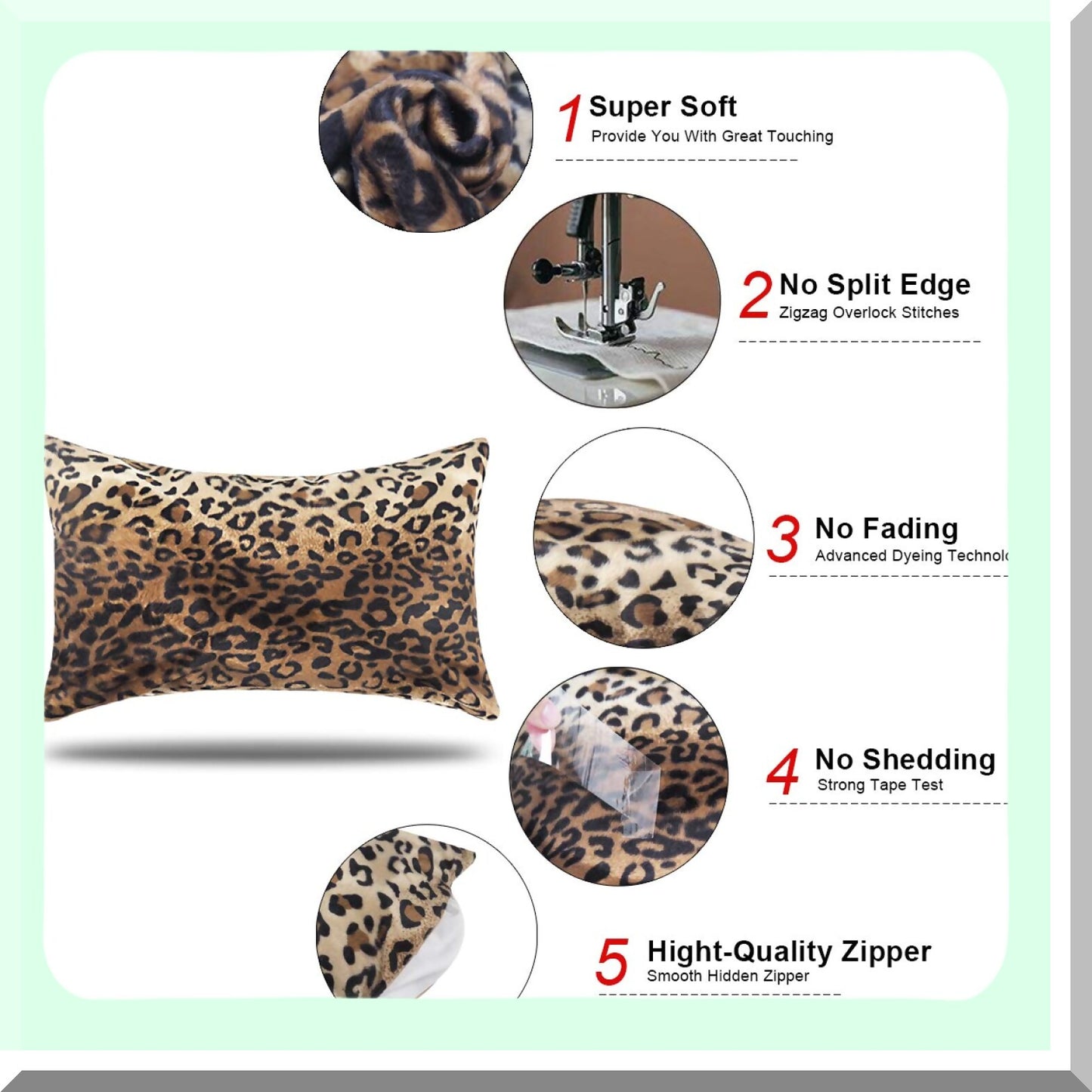 Luxury Leopard Print Plush Lumbar Pillow Covers - Set of 2, 12x20 inch - Soft Sofa Couch Decor - Animal Print Accent Cushion Cases - Cozy Home Décor