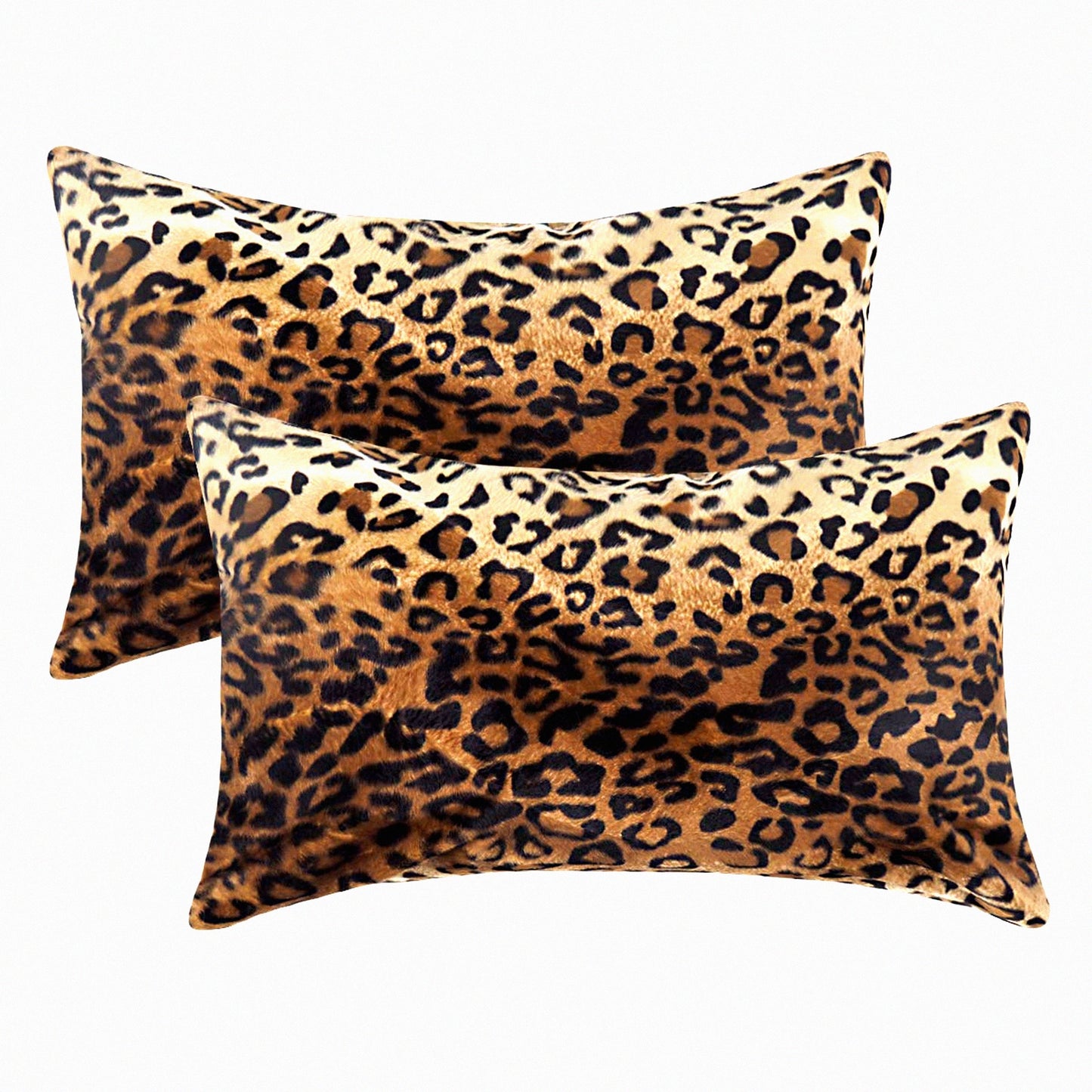Luxury Leopard Print Plush Lumbar Pillow Covers - Set of 2, 12x20 inch - Soft Sofa Couch Decor - Animal Print Accent Cushion Cases - Cozy Home Décor