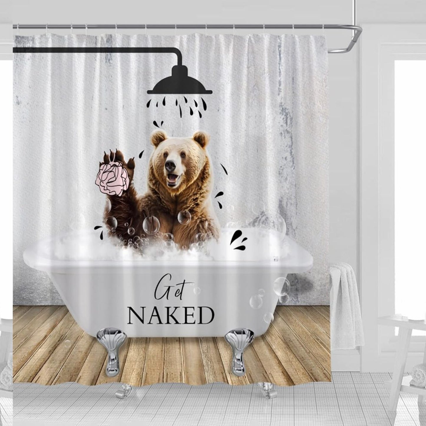 Funny Bear Shower Curtain 70x70 Fabric