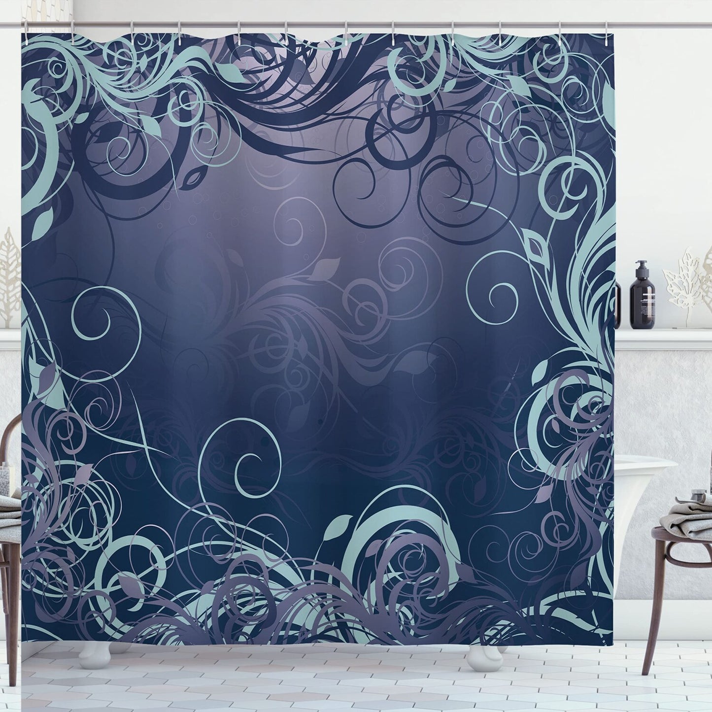 Abstract Shower Curtain 69"x70" Dark Indigo
