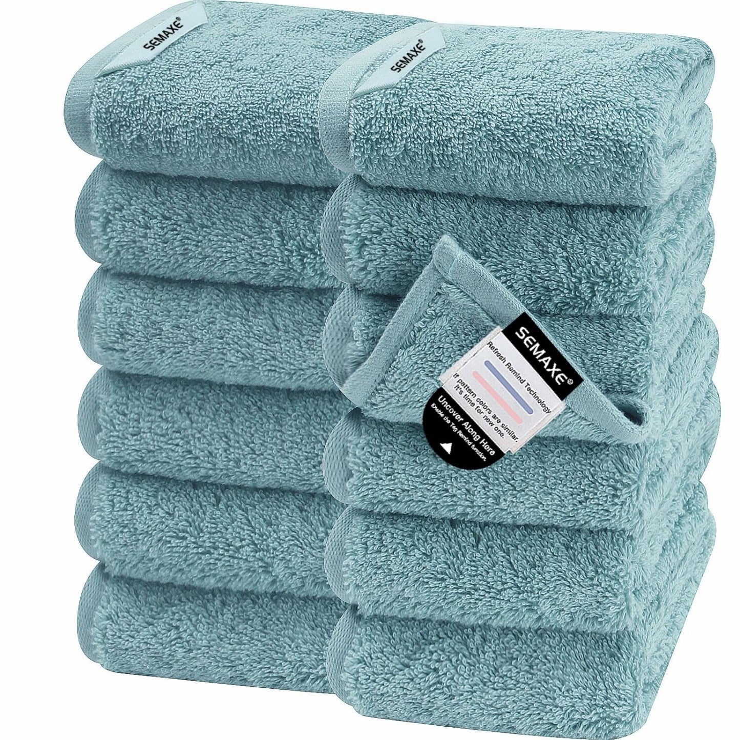 Cotton Washcloths Set of 12 Blue 13" x 13"