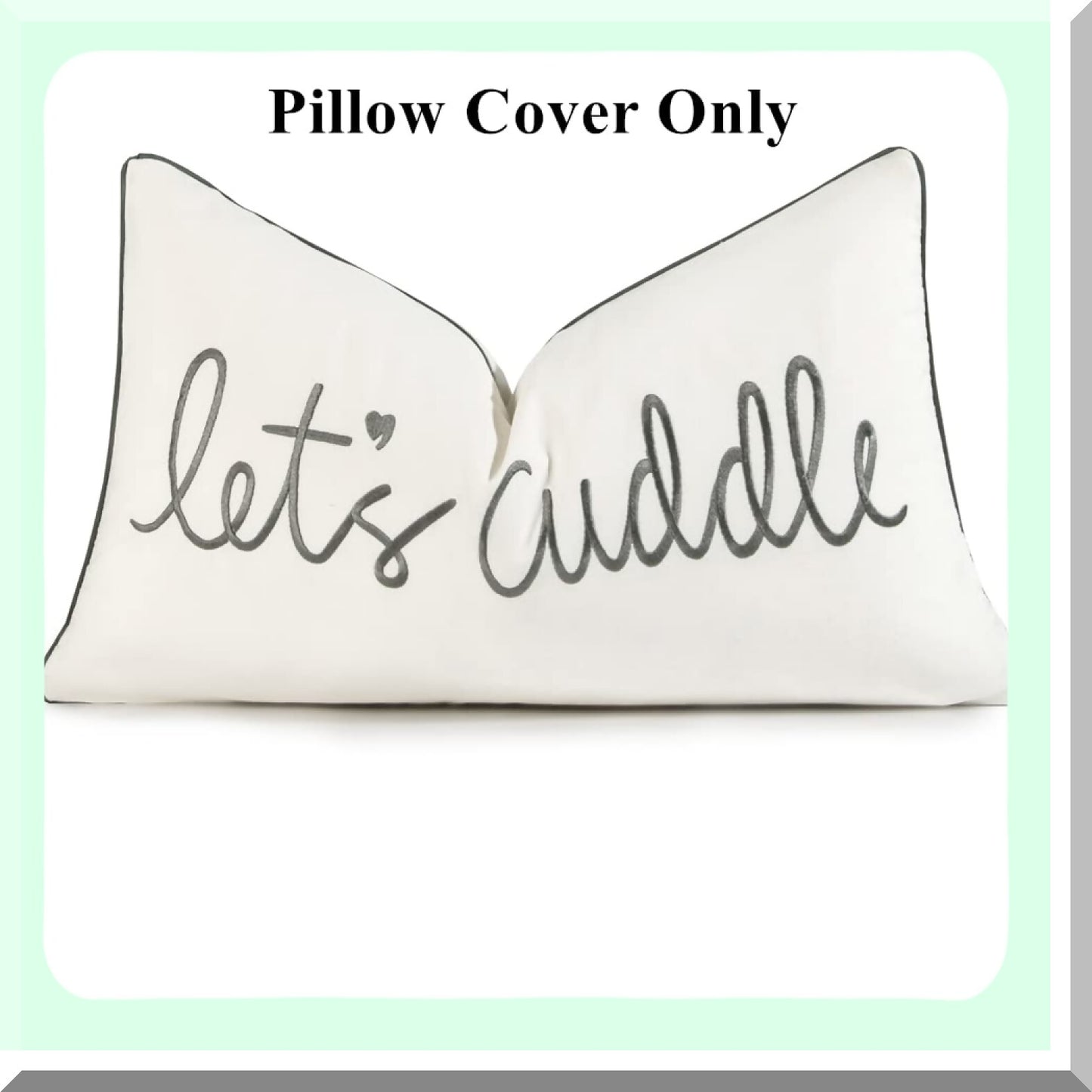 Embroidered Cuddle Comfort Pillowcase - Soft Grey Lumbar Cover 14x24 Inches for Bed & Bedroom Décor - Rectangular Decorative Cushion Case