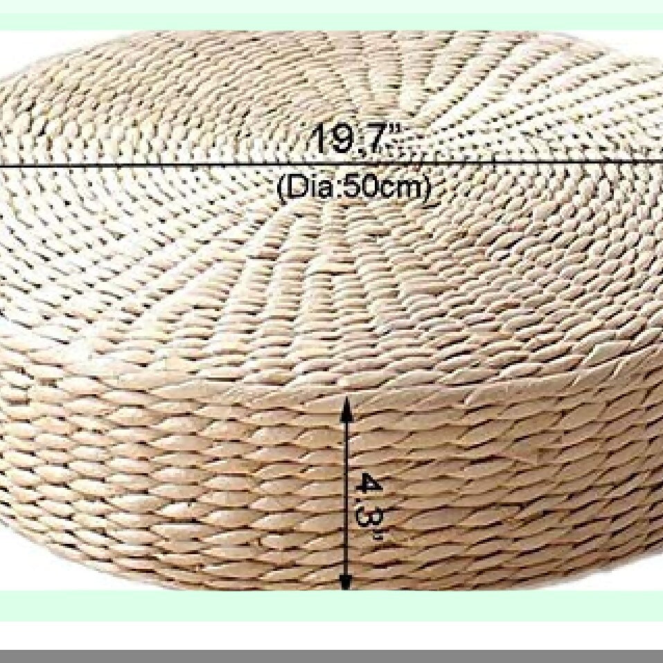 Tatami Round Floor Cushion Set - 2 Pack Bigger Size Sitting Pillows for Outdoor Seating, Padded Straw Mat for Room Decor, Dia 19.7"