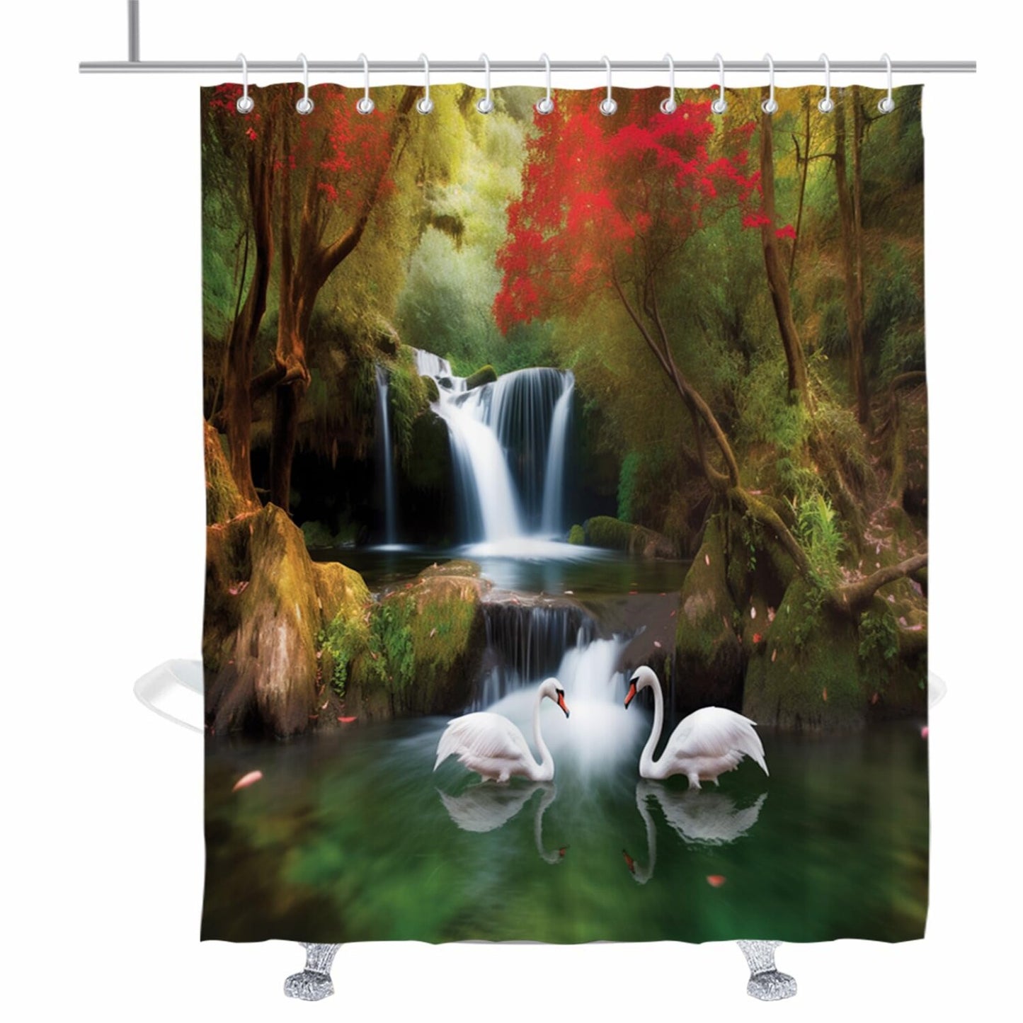 Waterfall Forest Shower Curtain 72x72 inches