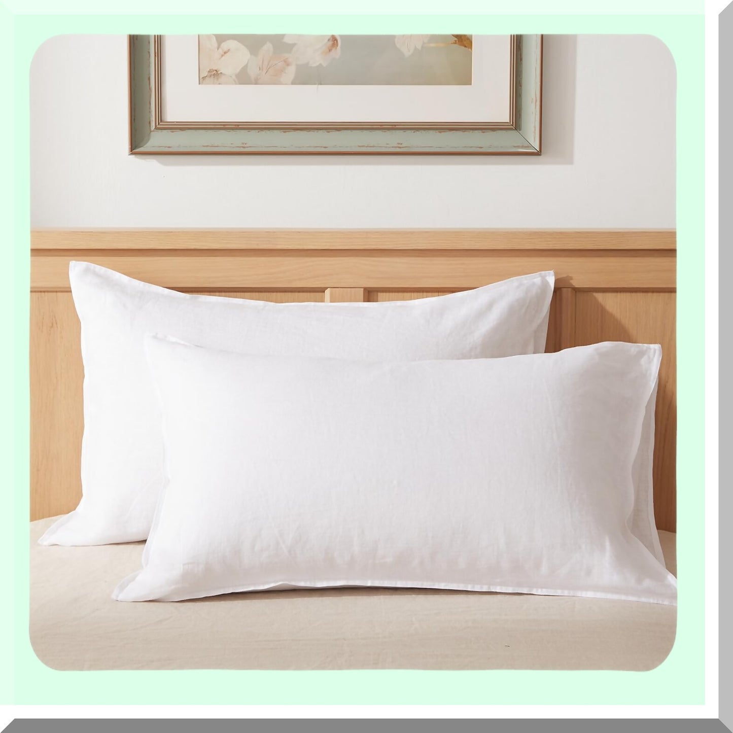 PureLinen Soft Pillowcase Set - Stone Washed, Envelope Closure, Durable Cases - 20" X 36" White - Set of 2