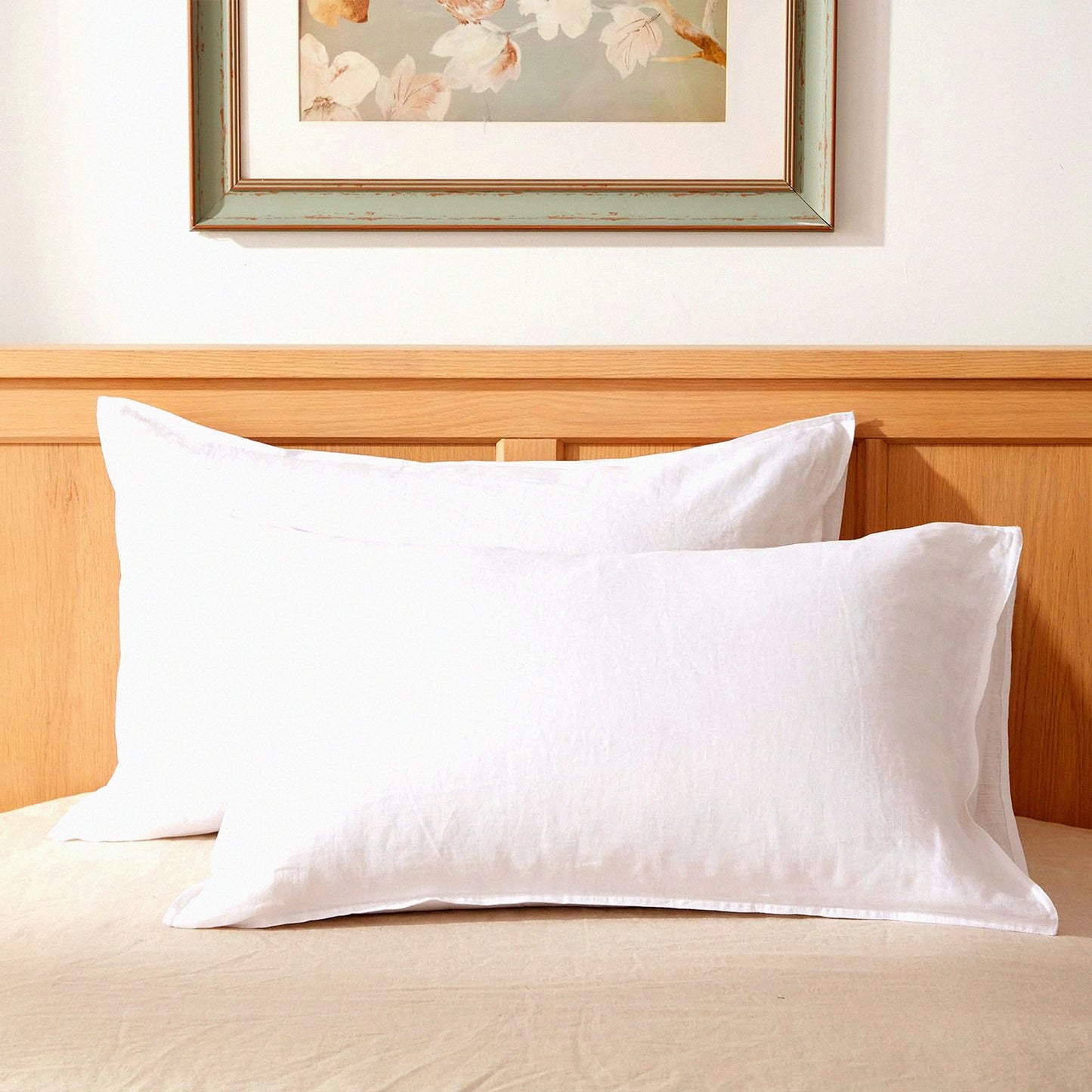 PureLinen Soft Pillowcase Set - Stone Washed, Envelope Closure, Durable Cases - 20" X 36" White - Set of 2