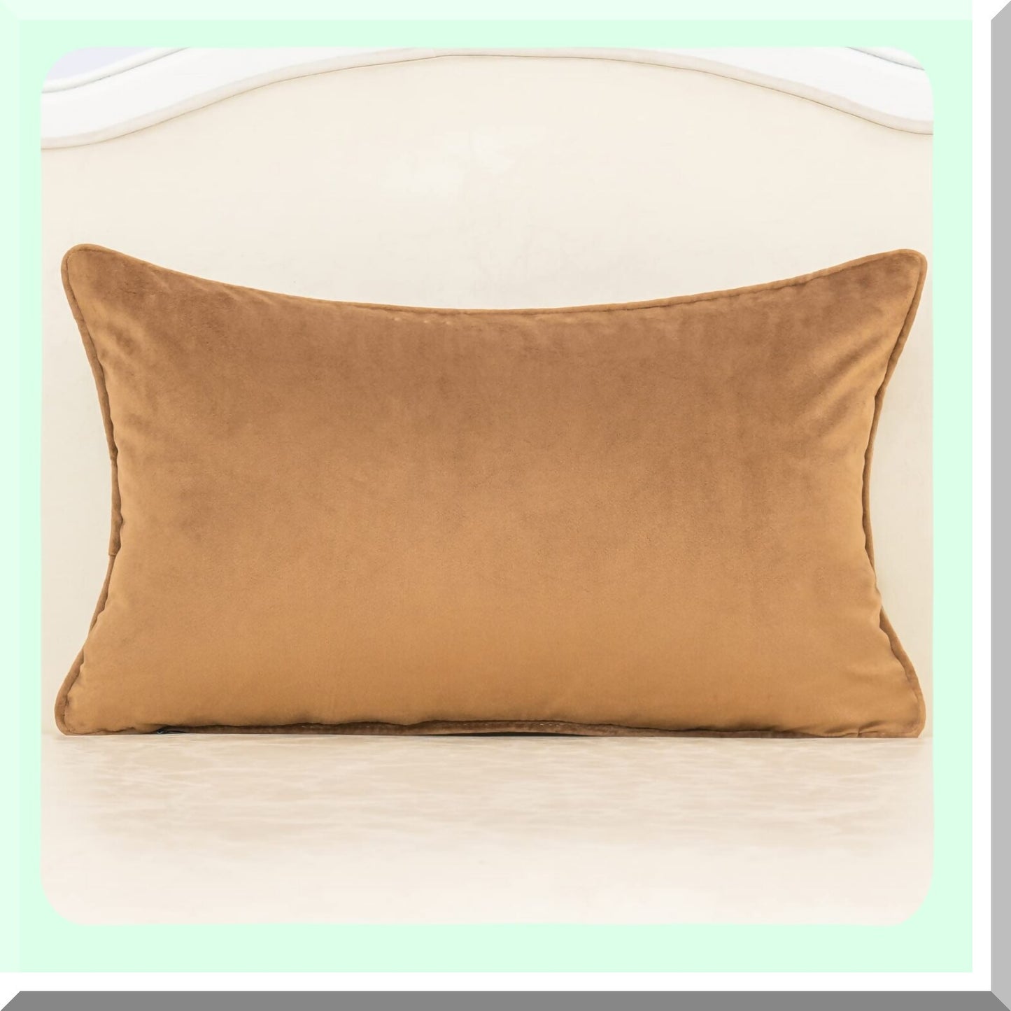 Luxury Geometric Velvet Lumbar Pillow Cover - Modern Stripes Embroidery Decorative Cushion Case for Couch, Sofa, Living Room, Bedroom, Car - Brown Gray Rectangle Throw Pillow 12 x 20 Inch