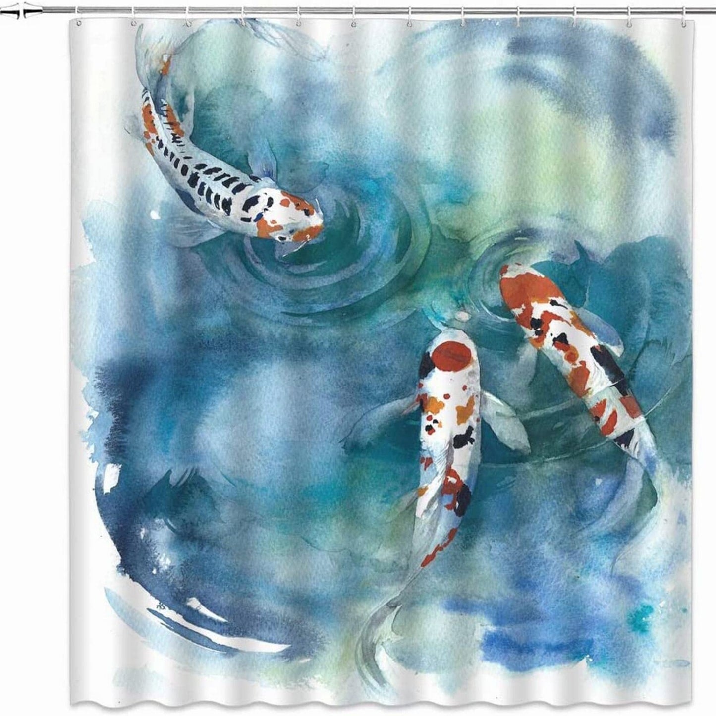 Koi Fish Shower Curtain 70x70 Inches with Hooks