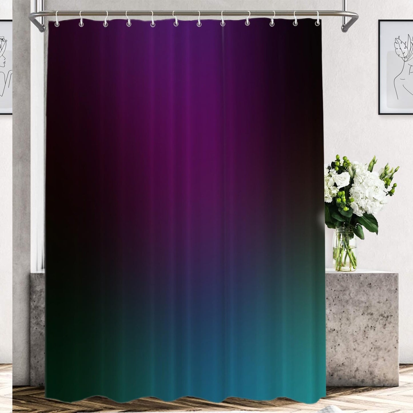Purple Blue Green Waterproof Shower Curtain 72x72 Inch