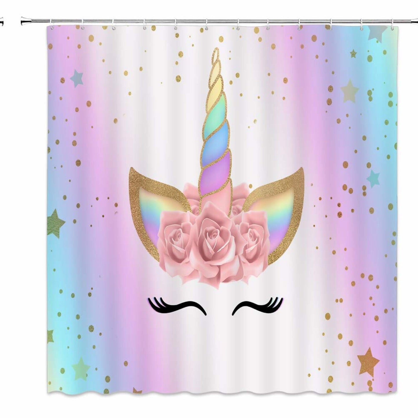 Rainbow Unicorn Shower Curtain Pink 70x70 inches