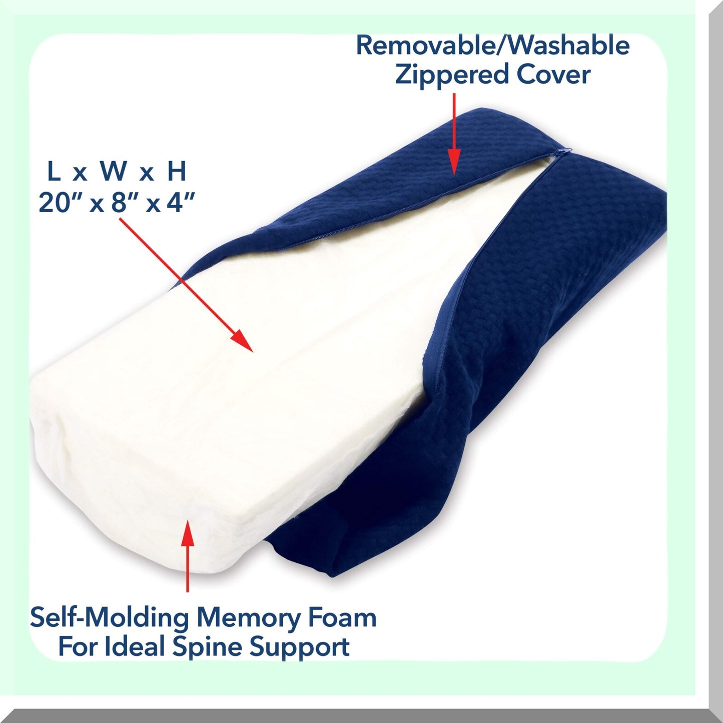 ErgoSupport Memory Foam Half Moon Pillow - Lumbar & Leg Support Set for Lower Back, Knee, and Legs - Bolster Pillow for Ultimate Comfort & Relief