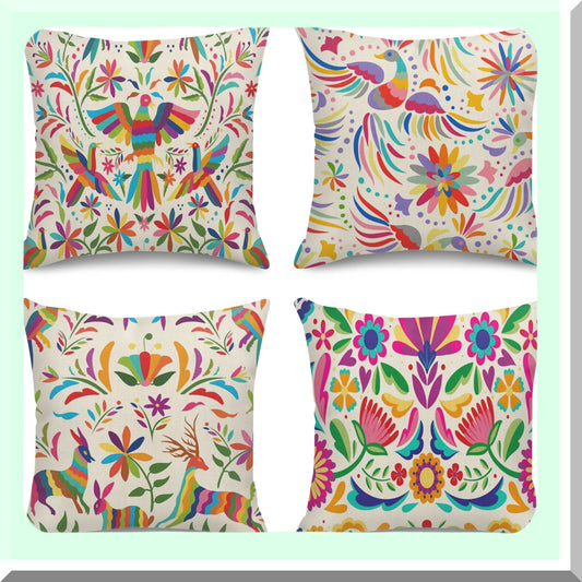 Colorful Birds & Flowers Pillow Covers Compatible with Couch Sofa