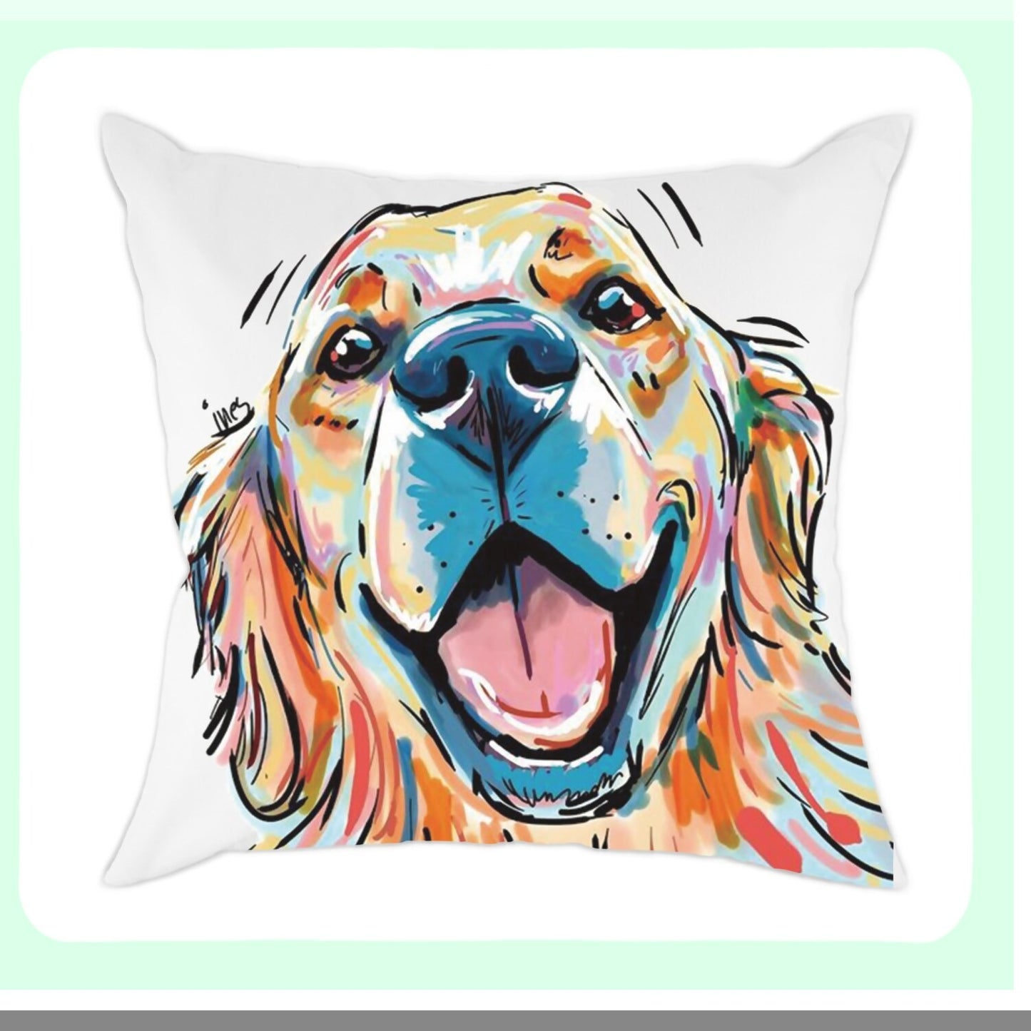 Golden Paws Decorative Throw Pillow Covers - Pet Lover's Sofa Cushion Cover with Cute Retriever Dog Pattern - 18"x18" Polyester Pillowcases