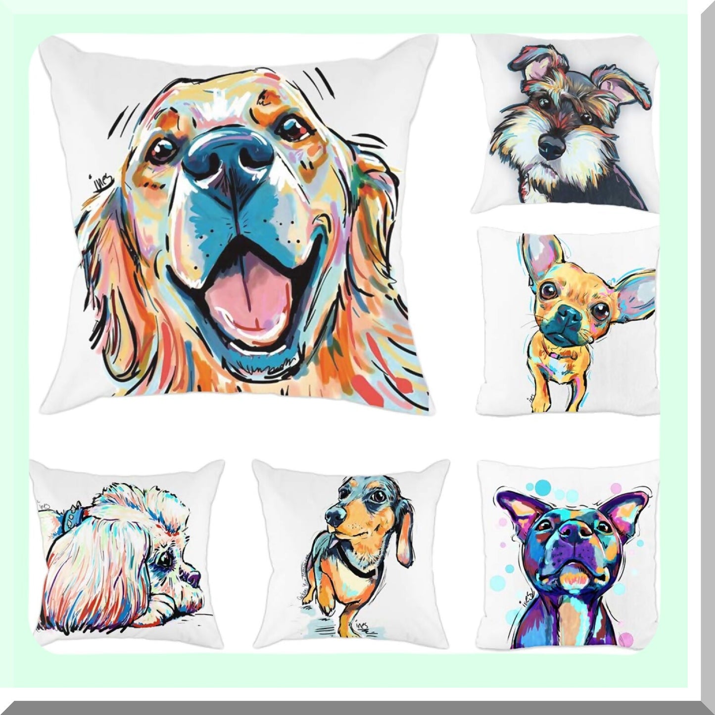 Golden Paws Decorative Throw Pillow Covers - Pet Lover's Sofa Cushion Cover with Cute Retriever Dog Pattern - 18"x18" Polyester Pillowcases