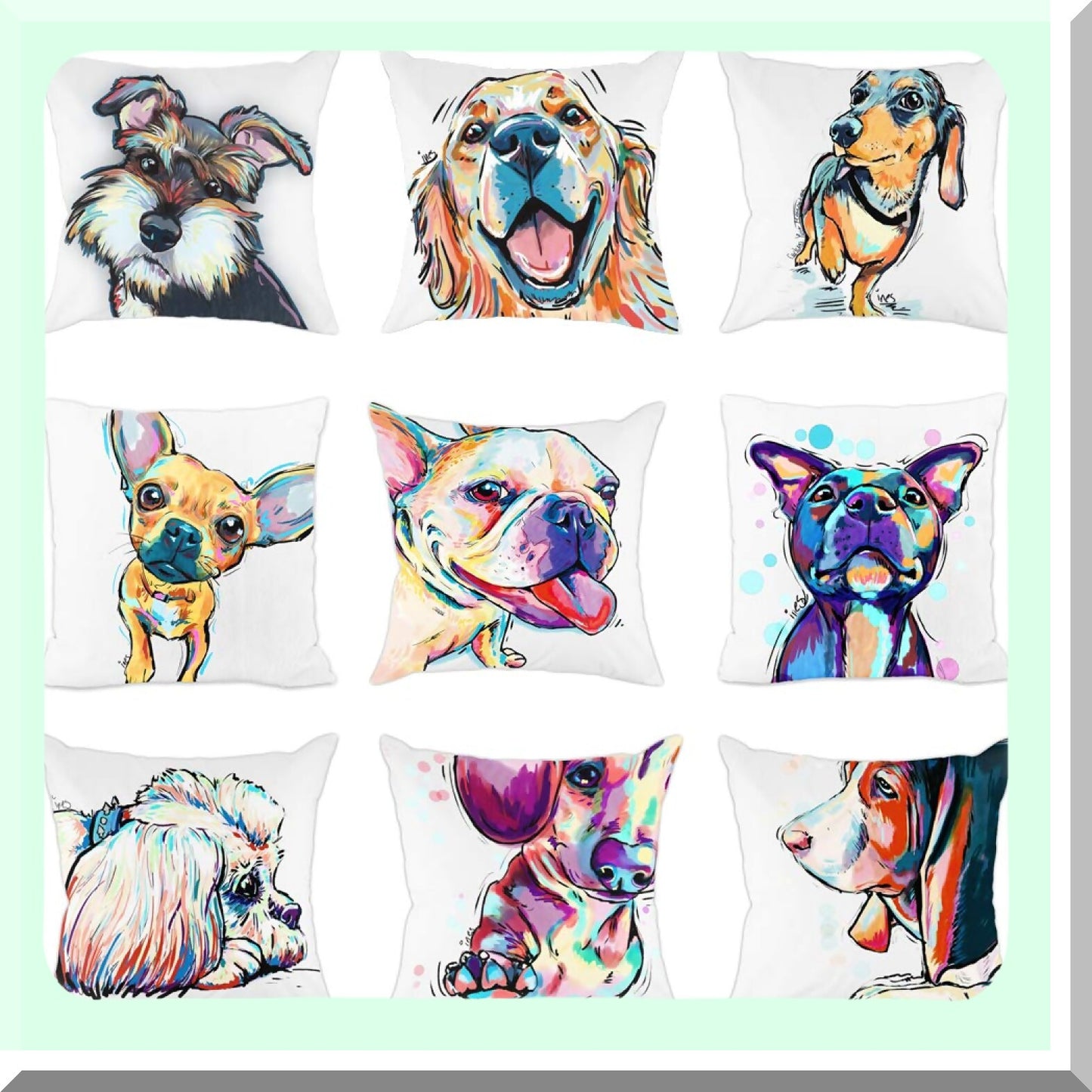Golden Paws Decorative Throw Pillow Covers - Pet Lover's Sofa Cushion Cover with Cute Retriever Dog Pattern - 18"x18" Polyester Pillowcases