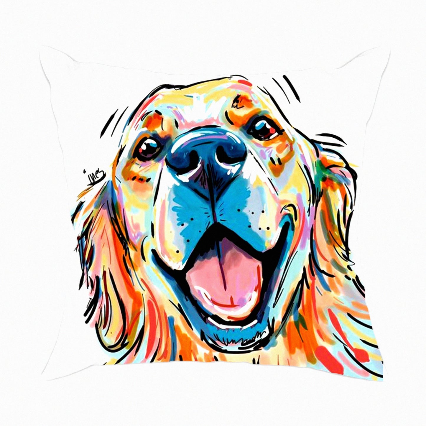 Golden Paws Decorative Throw Pillow Covers - Pet Lover's Sofa Cushion Cover with Cute Retriever Dog Pattern - 18"x18" Polyester Pillowcases