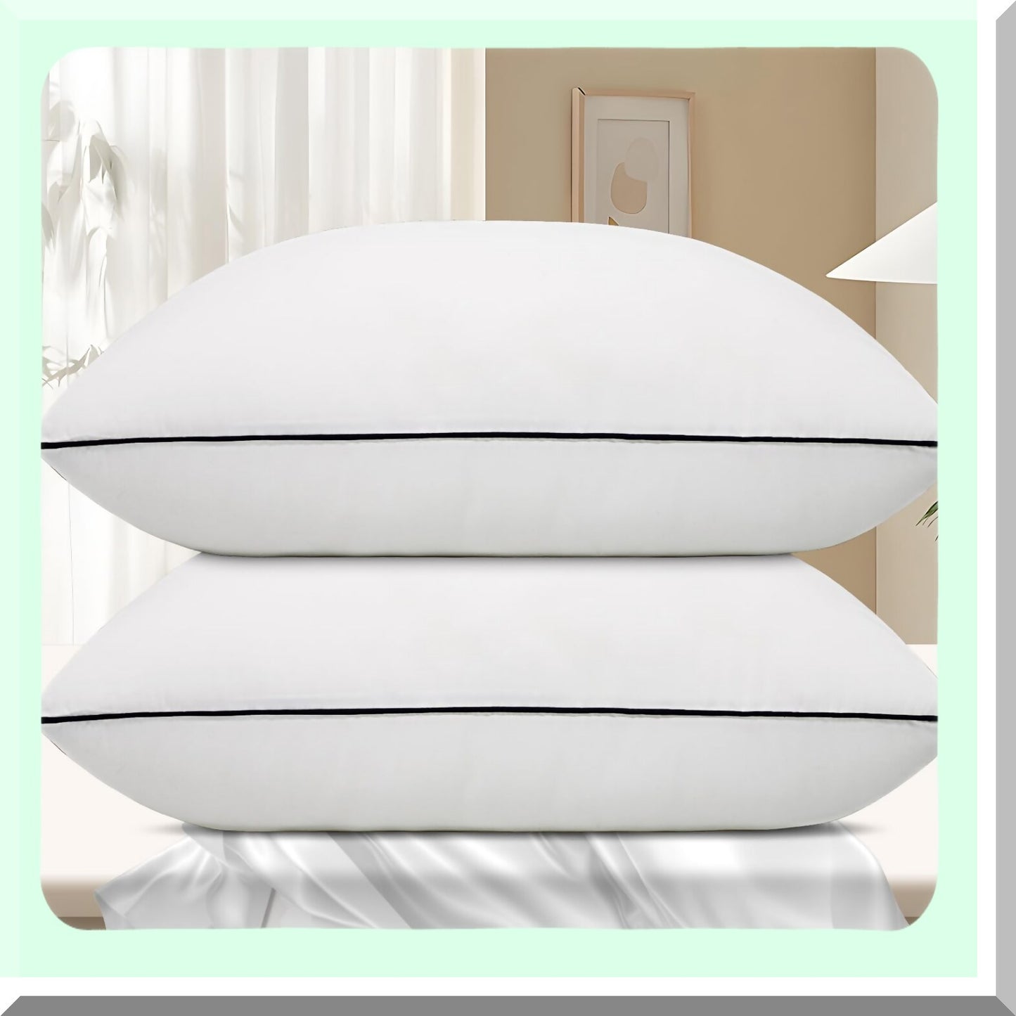 CoolDreams Sleep Pillows - 2 Pack Standard Size Cooling Pillows Set for Back, Stomach, Side Sleepers. Super Soft Down Alternative Microfiber Filled. Hotel Collection Bed Pillows.
