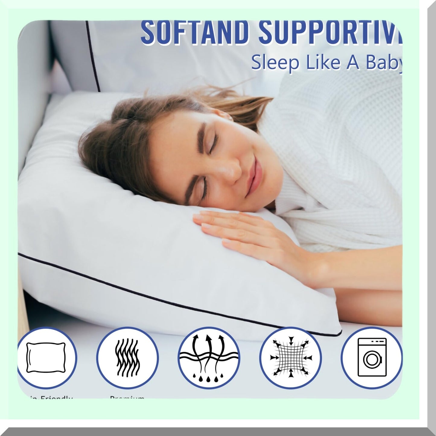 CoolDreams Sleep Pillows - 2 Pack Standard Size Cooling Pillows Set for Back, Stomach, Side Sleepers. Super Soft Down Alternative Microfiber Filled. Hotel Collection Bed Pillows.