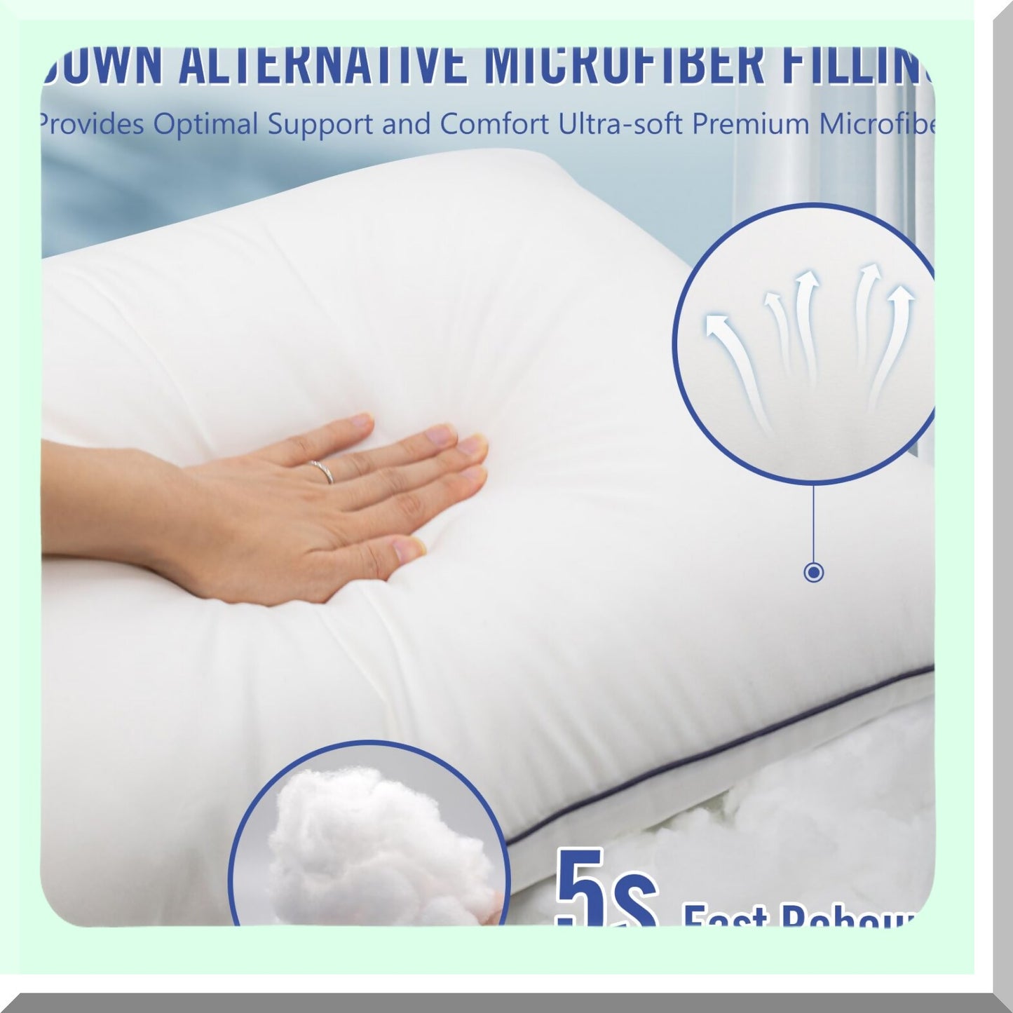 CoolDreams Sleep Pillows - 2 Pack Standard Size Cooling Pillows Set for Back, Stomach, Side Sleepers. Super Soft Down Alternative Microfiber Filled. Hotel Collection Bed Pillows.