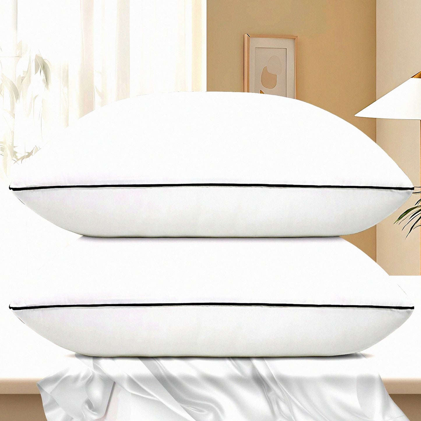 CoolDreams Sleep Pillows - 2 Pack Standard Size Cooling Pillows Set for Back, Stomach, Side Sleepers. Super Soft Down Alternative Microfiber Filled. Hotel Collection Bed Pillows.