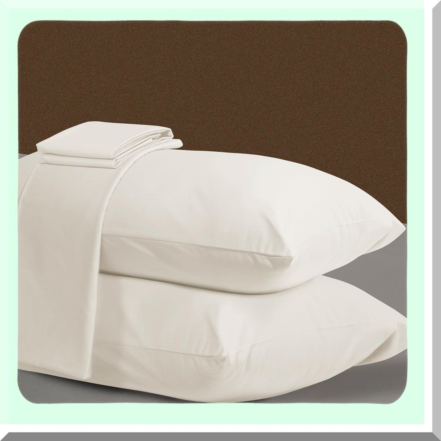 Luxury Silk Soft Pillowcases - 1000 Thread Count 100% Cotton, Light Beige Pattern, Envelope Closure, Set of 2 (20"x40") Bed Pillow Covers