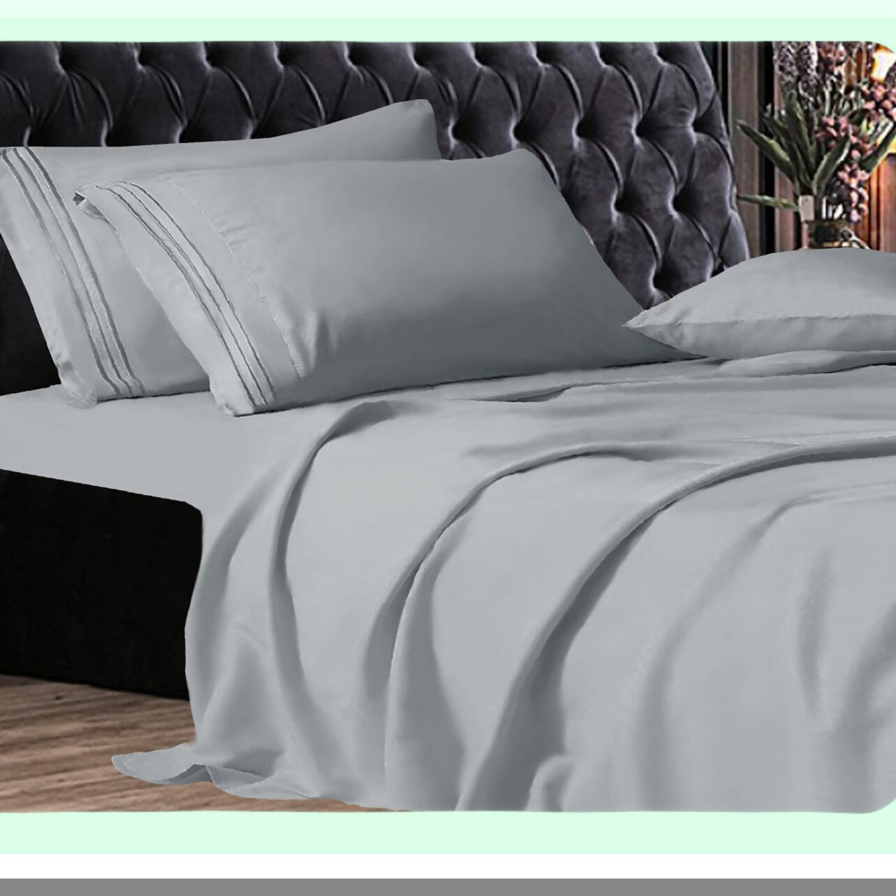 Silver Luxe Microfiber Breathable Sheet Set - Buttery-Smooth Weave, 1500 Premium Hotel Quality, 4-Piece Deep Pocket Bedding Set