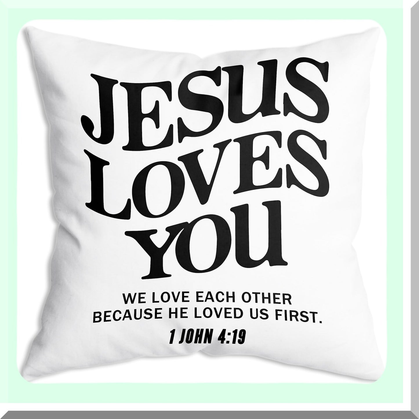 Bible Verse Soft Throw Pillow - Christian Art Decor Cushion Cover for Sofa Couch Bed - Jesus Loves You Religious Gifts - 18x18 inch
