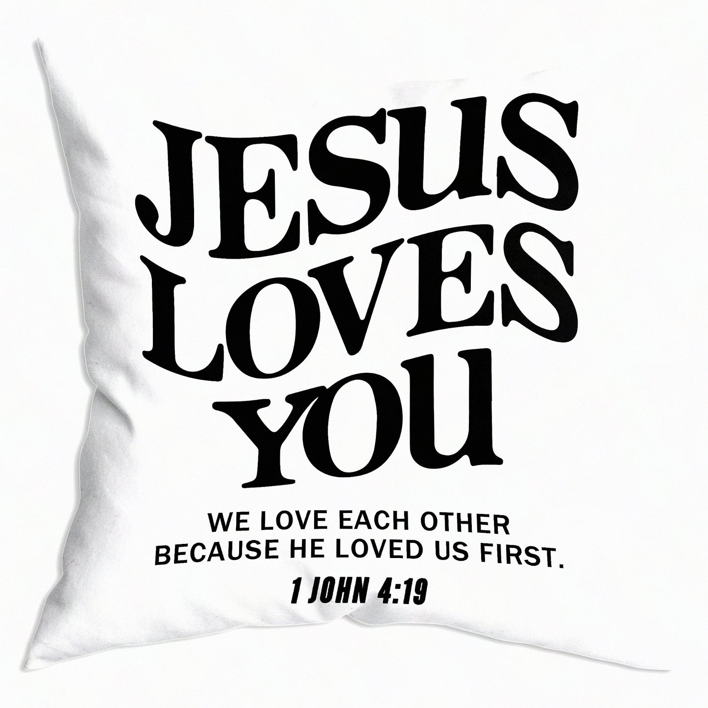 Bible Verse Soft Throw Pillow - Christian Art Decor Cushion Cover for Sofa Couch Bed - Jesus Loves You Religious Gifts - 18x18 inch