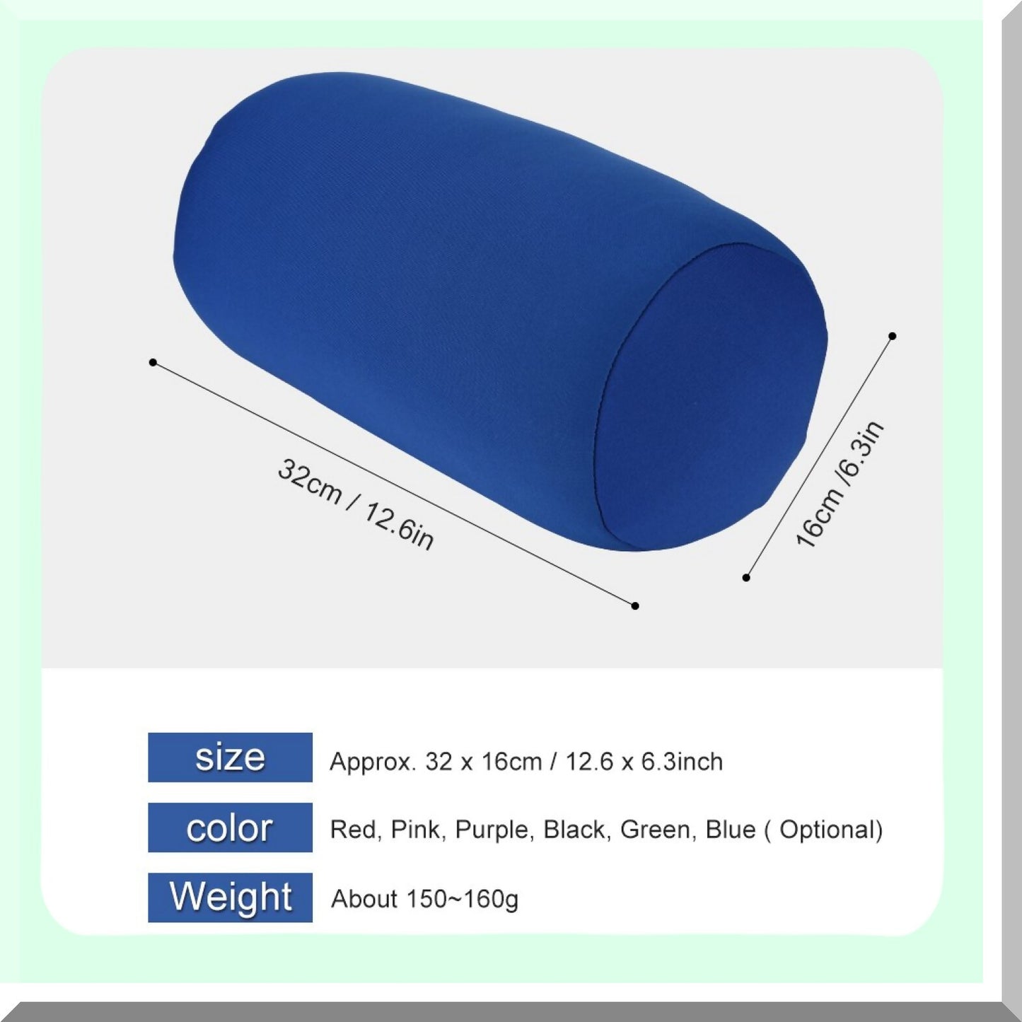 ComfortMax Travel Neck Support Pillow - Microbead Roll Cushion for Airplane, Car, Sofa, Bed - Comfy Bean Bag Throw Pillow - Blue