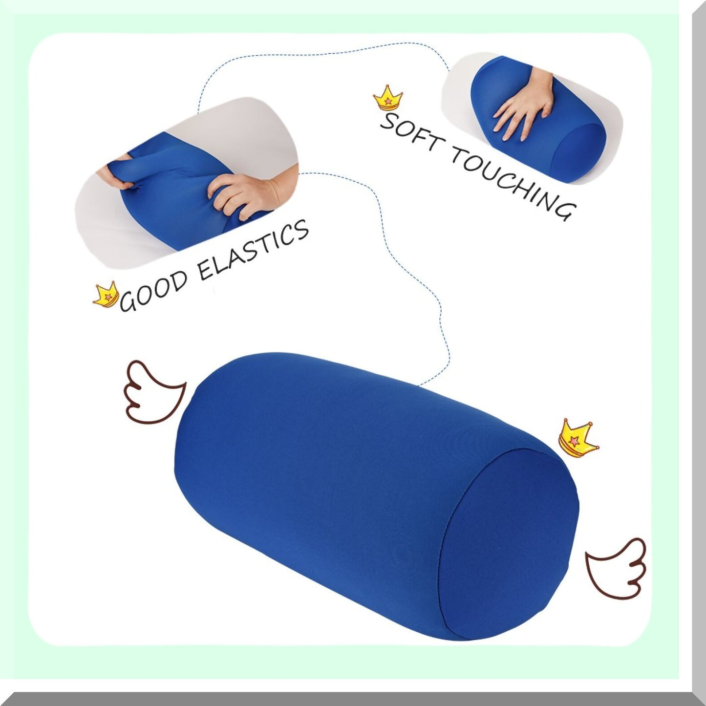 ComfortMax Travel Neck Support Pillow - Microbead Roll Cushion for Airplane, Car, Sofa, Bed - Comfy Bean Bag Throw Pillow - Blue