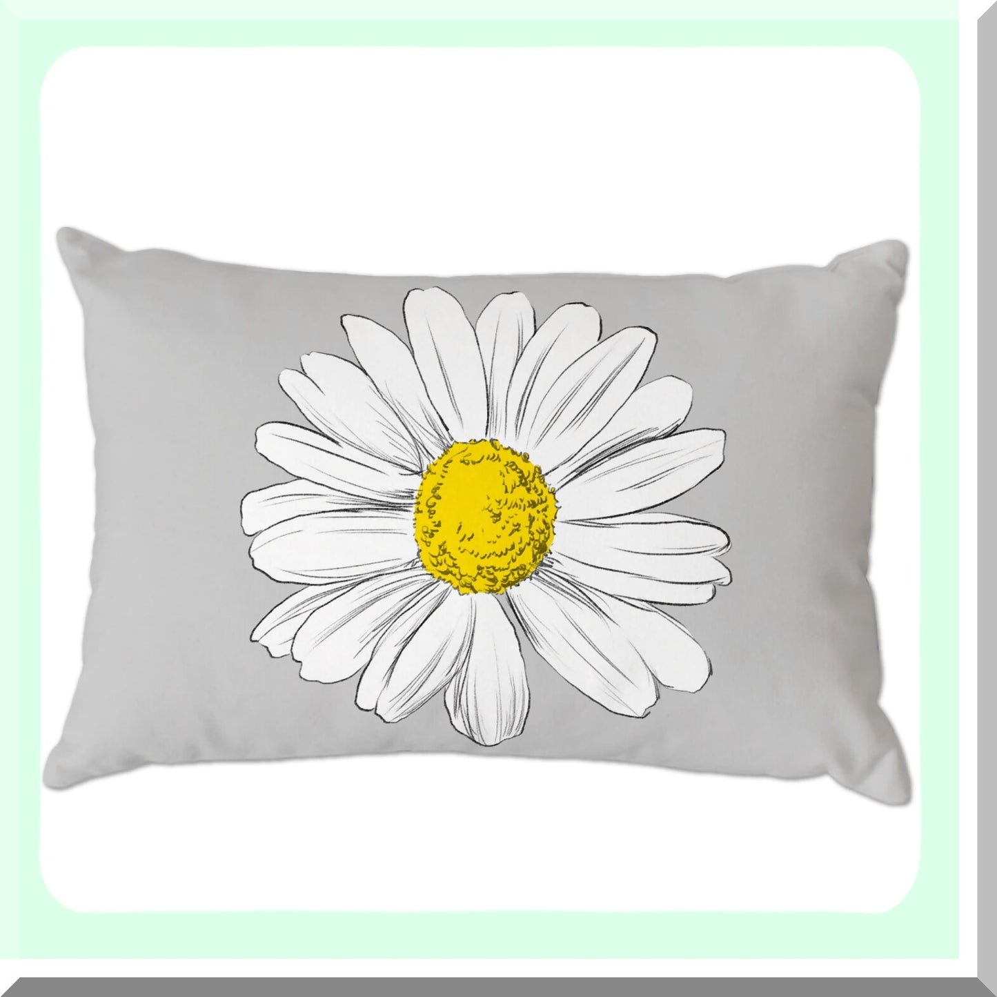 Rustic Daisy Yellow Grey Pillow Covers - Soft 12x20 Inch Spring Summer Decorative Throw Pillows for Couch Sofa Indoor Outdoor Bench Patio