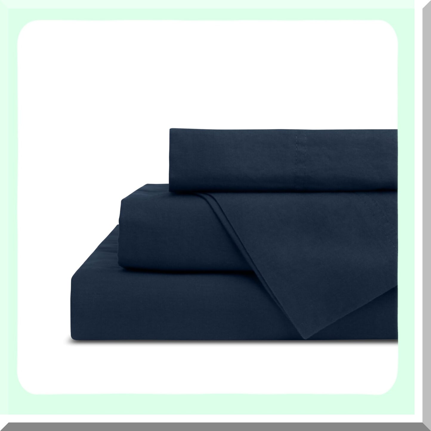 Navy Blue Cotton Percale Deep Pocket Sheet Set - Cool Comfort Bedding with Envelope Closure Pillowcases - 4 Piece Queen Bed Sheets - Breathable & Soft Linens