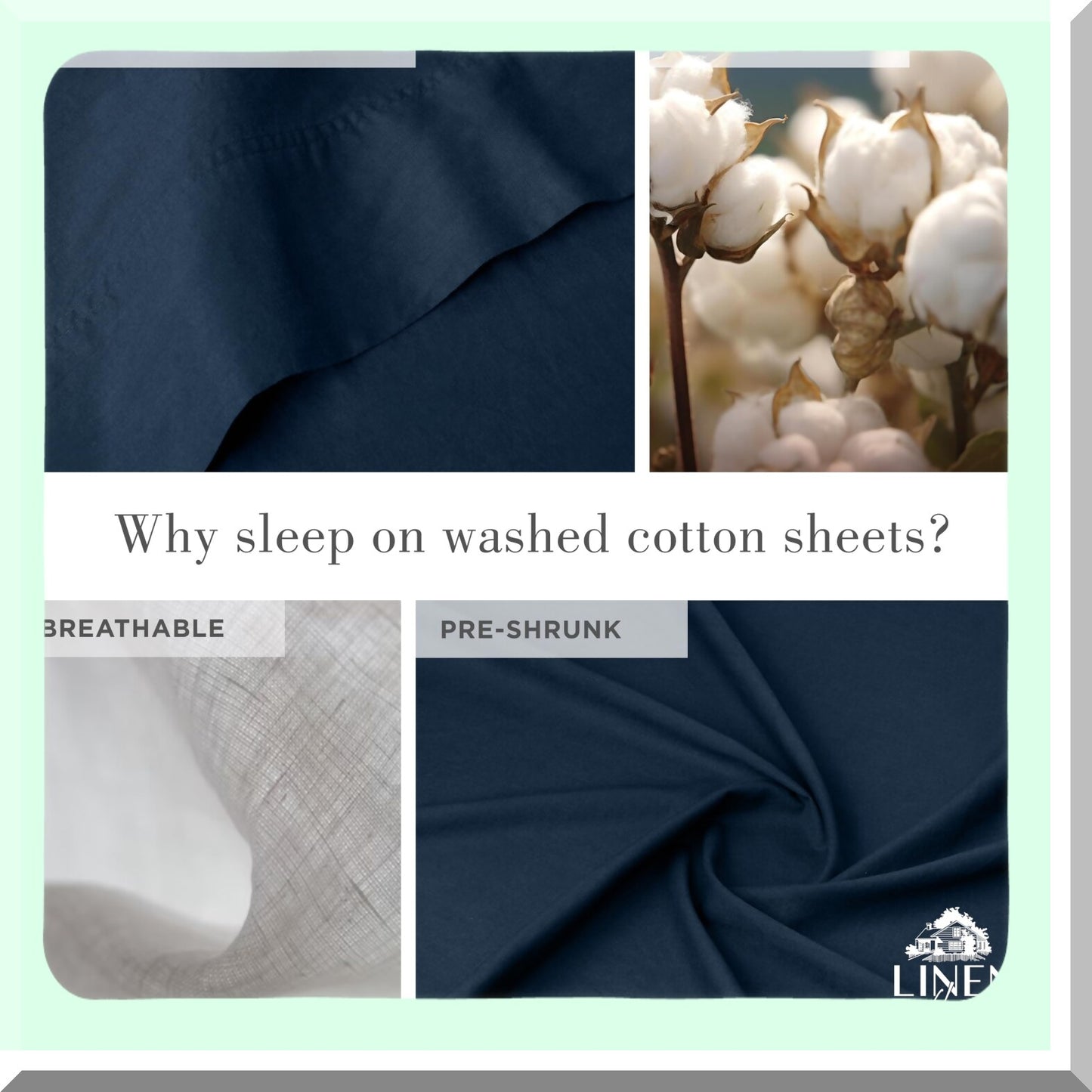 Navy Blue Cotton Percale Deep Pocket Sheet Set - Cool Comfort Bedding with Envelope Closure Pillowcases - 4 Piece Queen Bed Sheets - Breathable & Soft Linens