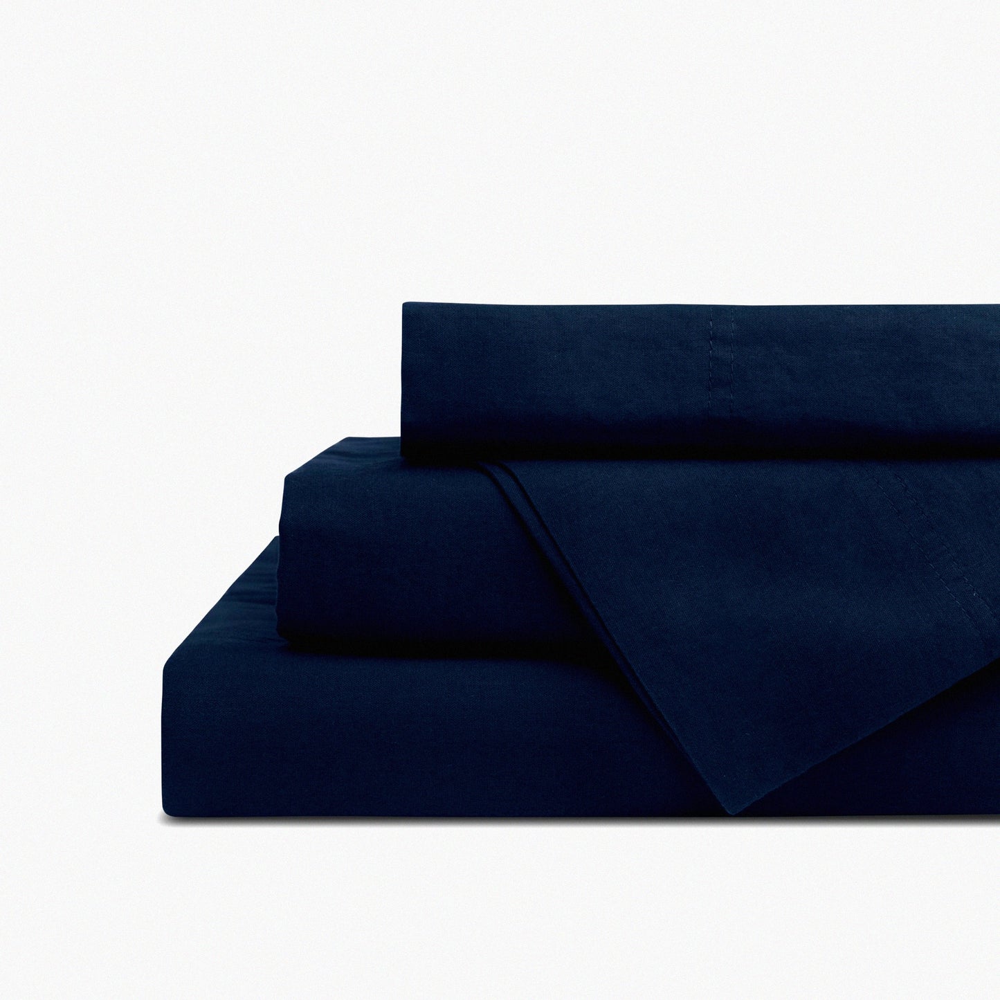 Navy Blue Cotton Percale Deep Pocket Sheet Set - Cool Comfort Bedding with Envelope Closure Pillowcases - 4 Piece Queen Bed Sheets - Breathable & Soft Linens