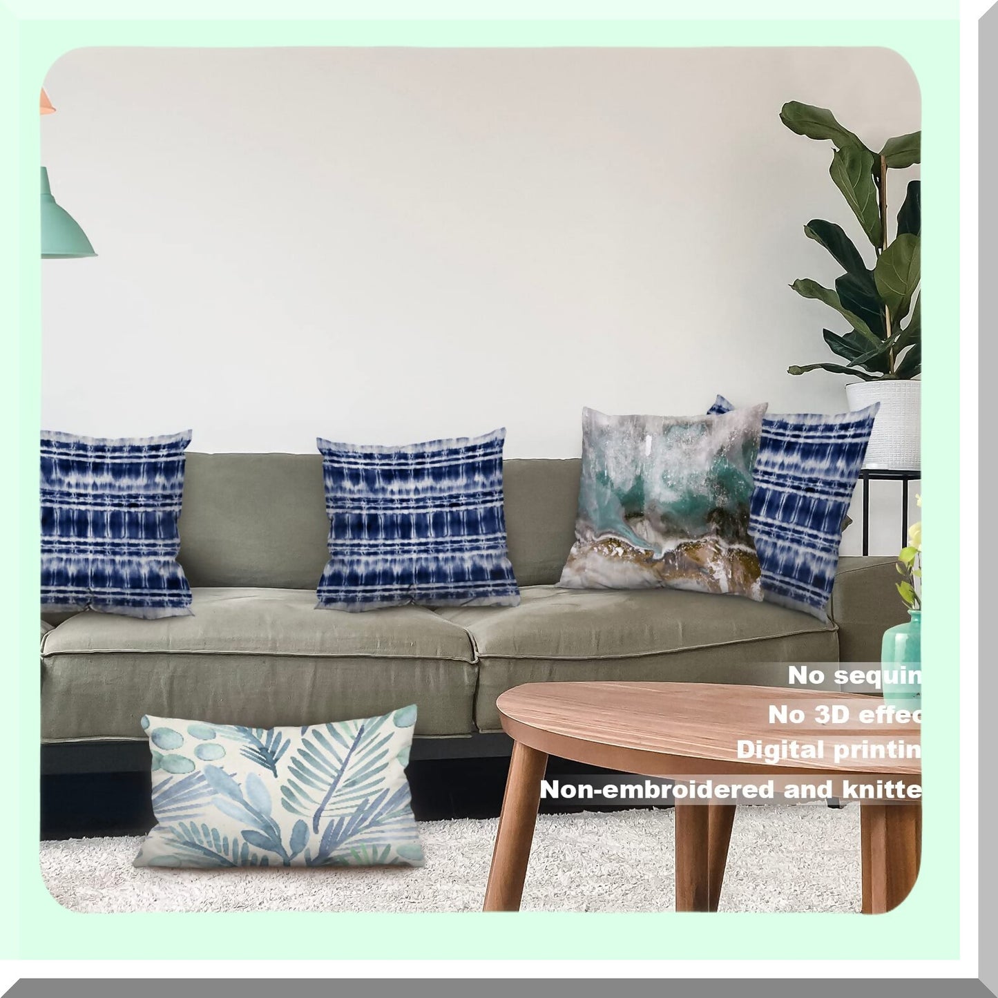 Navy Indigo Shibori Stripe Throw Pillow Covers - Set of 2 | Decorative Sofa Cushion Cover 20x20 Inch Double Sided Abstract Tie Dye Square Pillow Case
