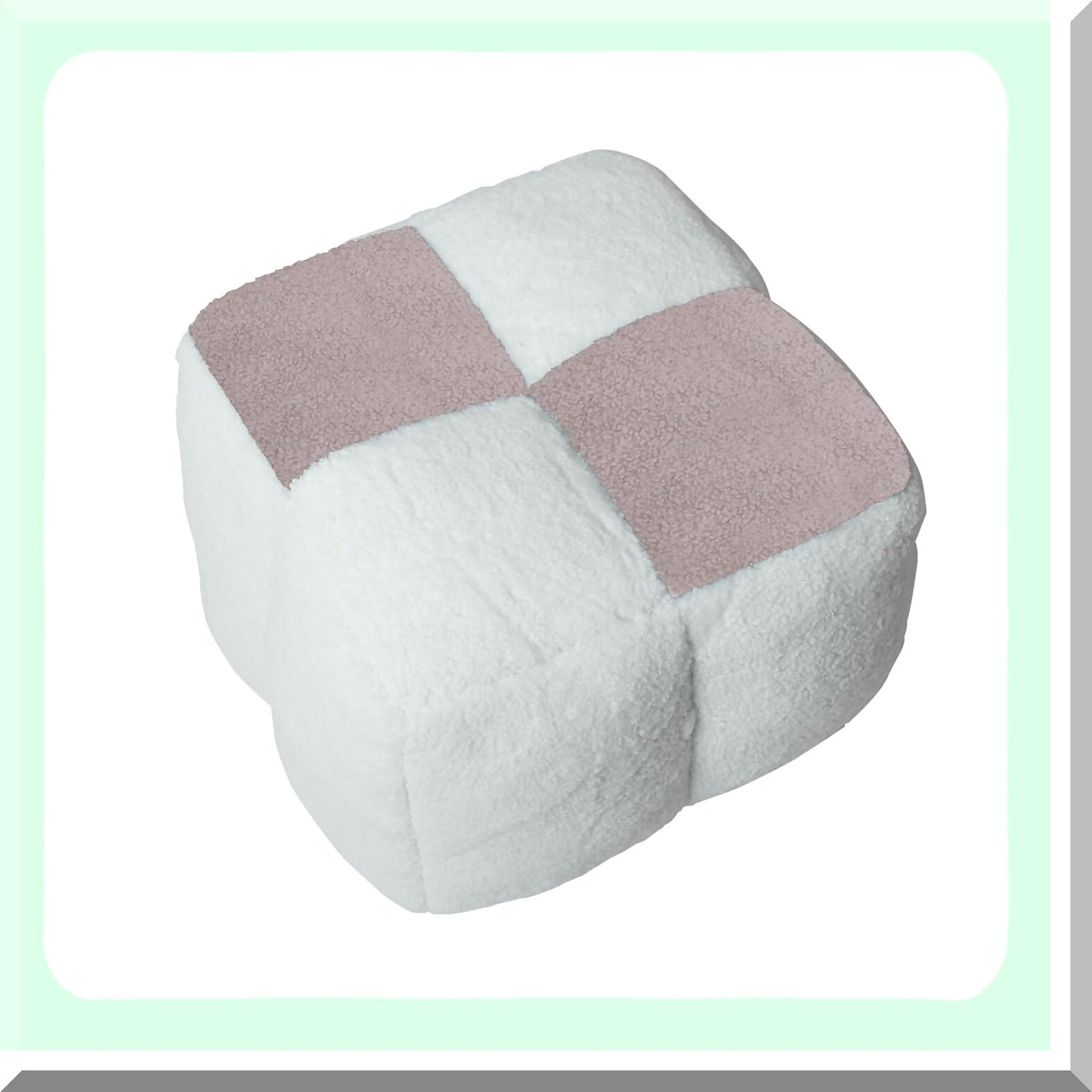 MemoryFoam Boho Pouf Ottoman - Storage Bean Bag Cubes for Living Room & Bedroom - Two-Color Splicing Pouf Pink - Foot Rest & Seat - 17.7x15.7 Inch