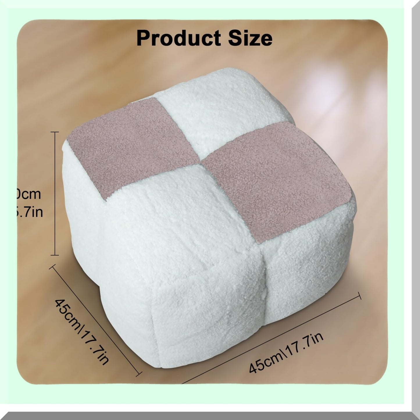MemoryFoam Boho Pouf Ottoman - Storage Bean Bag Cubes for Living Room & Bedroom - Two-Color Splicing Pouf Pink - Foot Rest & Seat - 17.7x15.7 Inch