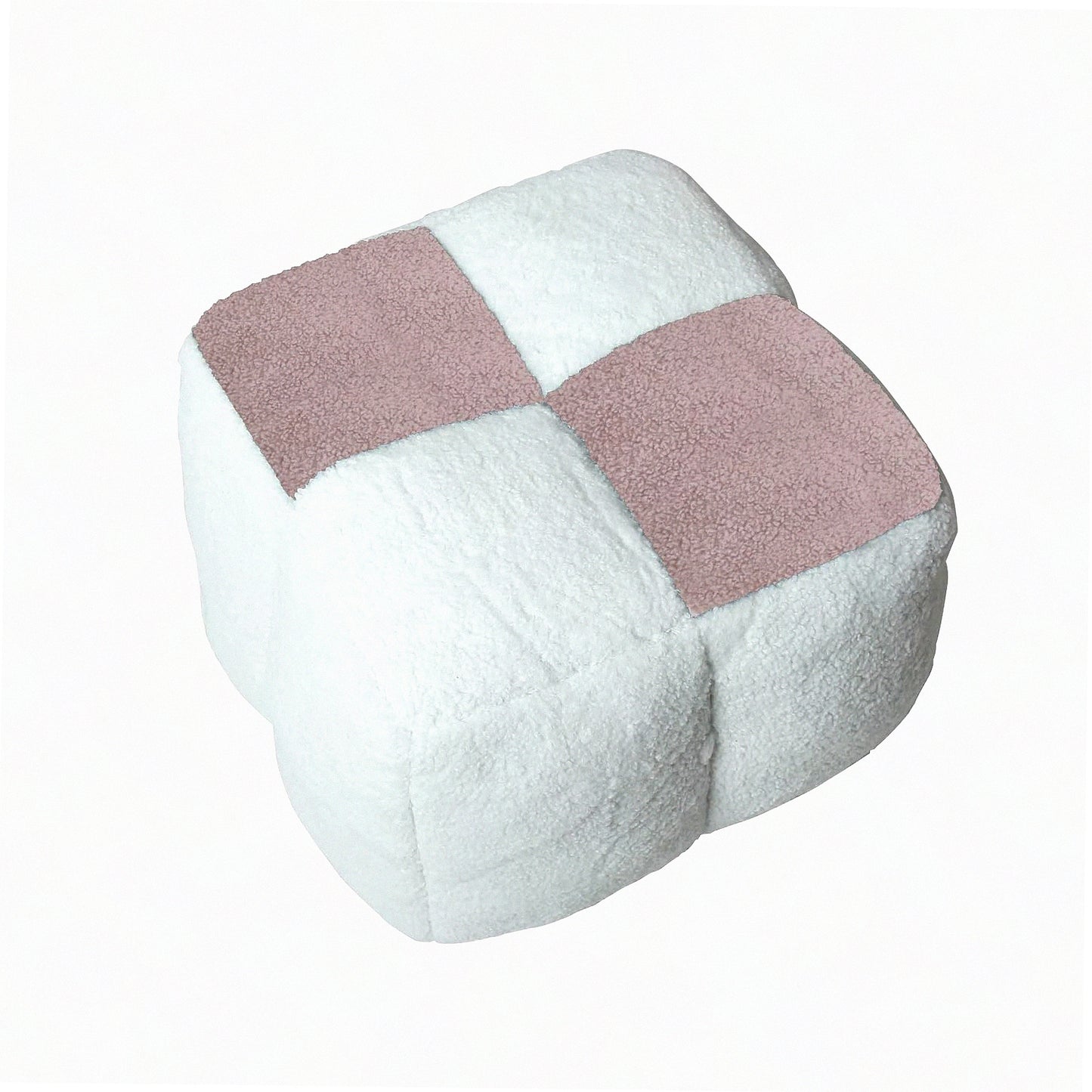 MemoryFoam Boho Pouf Ottoman - Storage Bean Bag Cubes for Living Room & Bedroom - Two-Color Splicing Pouf Pink - Foot Rest & Seat - 17.7x15.7 Inch