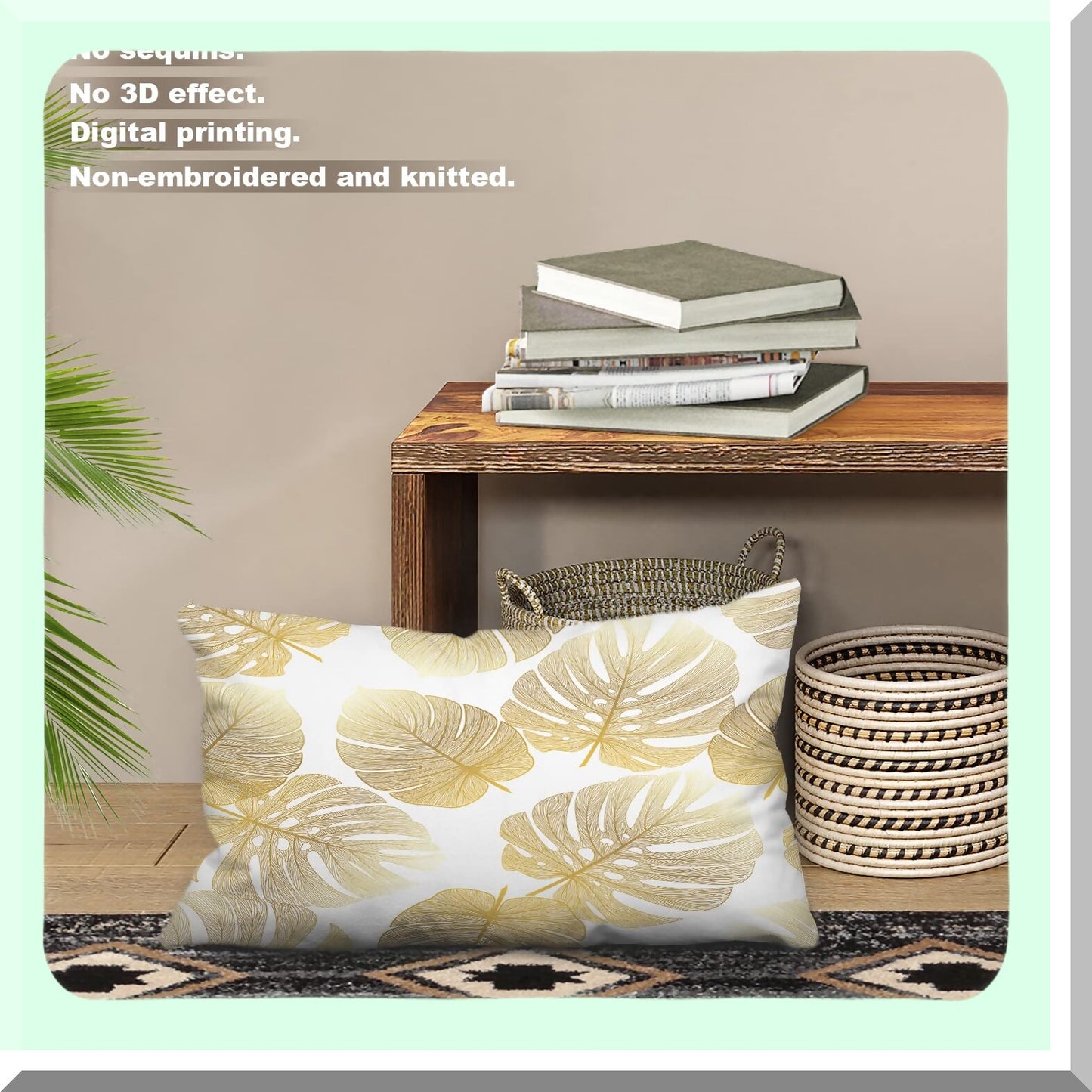 Tropical Monstera Palm Leaf Decorative Pillow Covers - Double Sided Flora Throw Pillow Set for Sofa - Lumbar Cushion Cover 12x20 Inches (Set of 2)