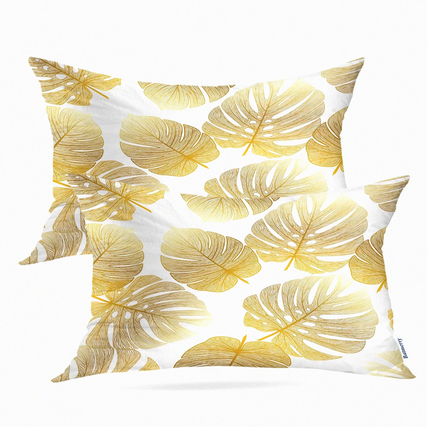 Tropical Monstera Palm Leaf Decorative Pillow Covers - Double Sided Flora Throw Pillow Set for Sofa - Lumbar Cushion Cover 12x20 Inches (Set of 2)