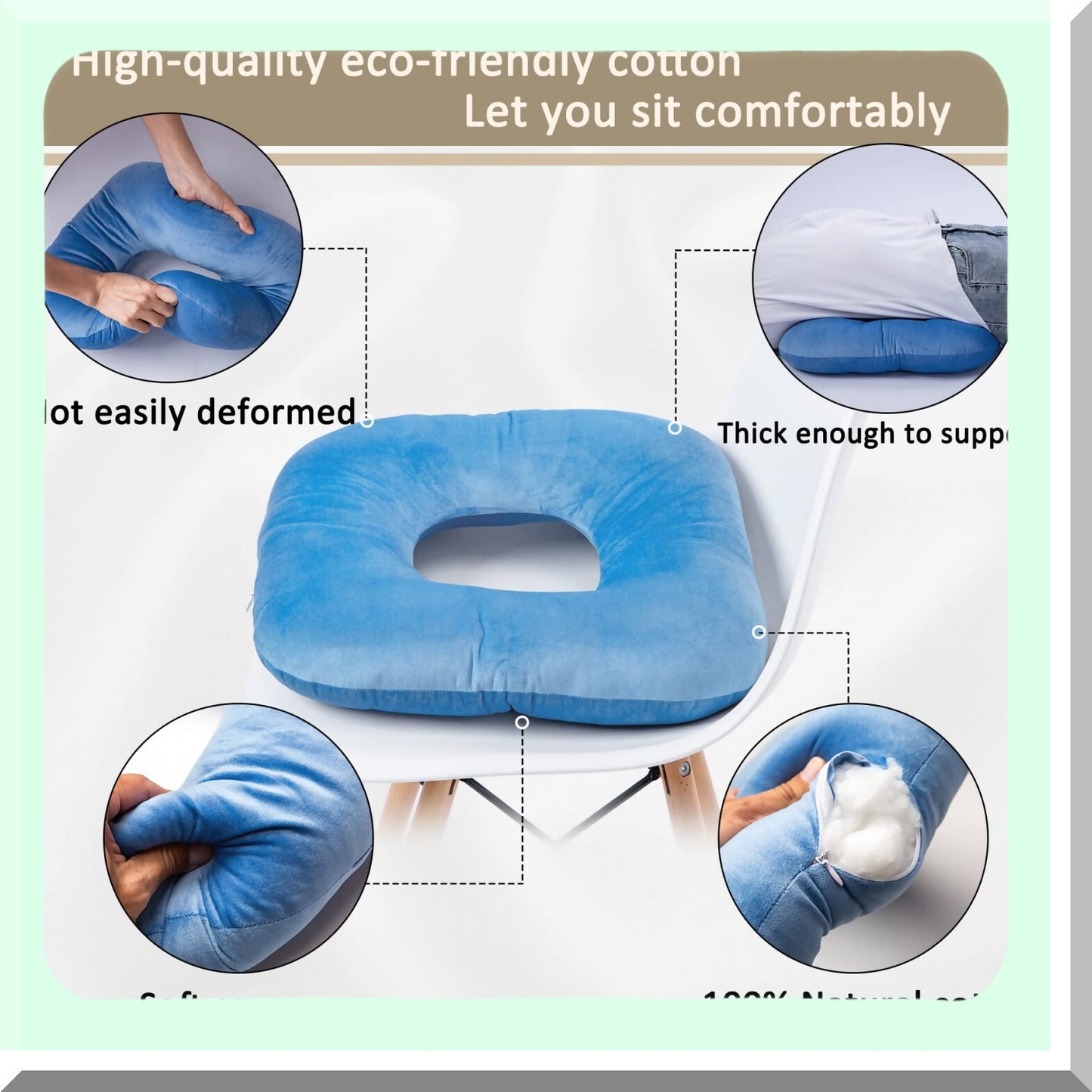 ComfortEase Relief Cushion - Tailbone Pain Relief Pad for Hemorrhoids, Sciatica, Pregnancy, Prostate & Surgery Recovery. Ideal for Office, Travel, Car & Home Sofa.